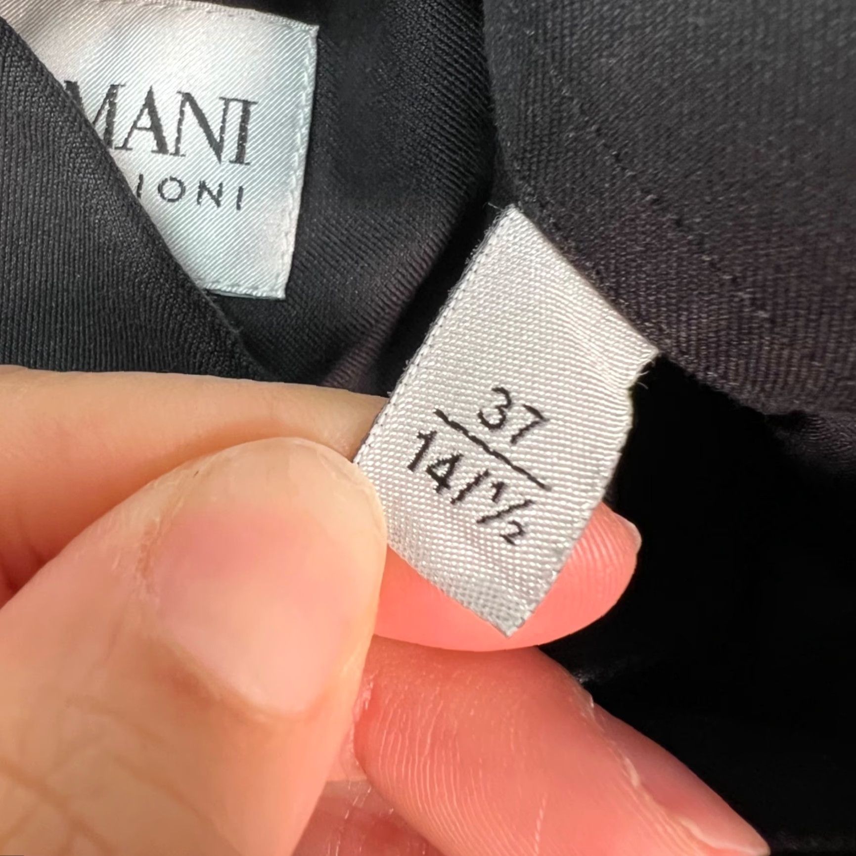 Armani Armani Collezioni Mens Black Button-Up Dress Shirt 14.5 37 Cotton Blend Long Sleeve Baggle? Size 40R - 4 Thumbnail