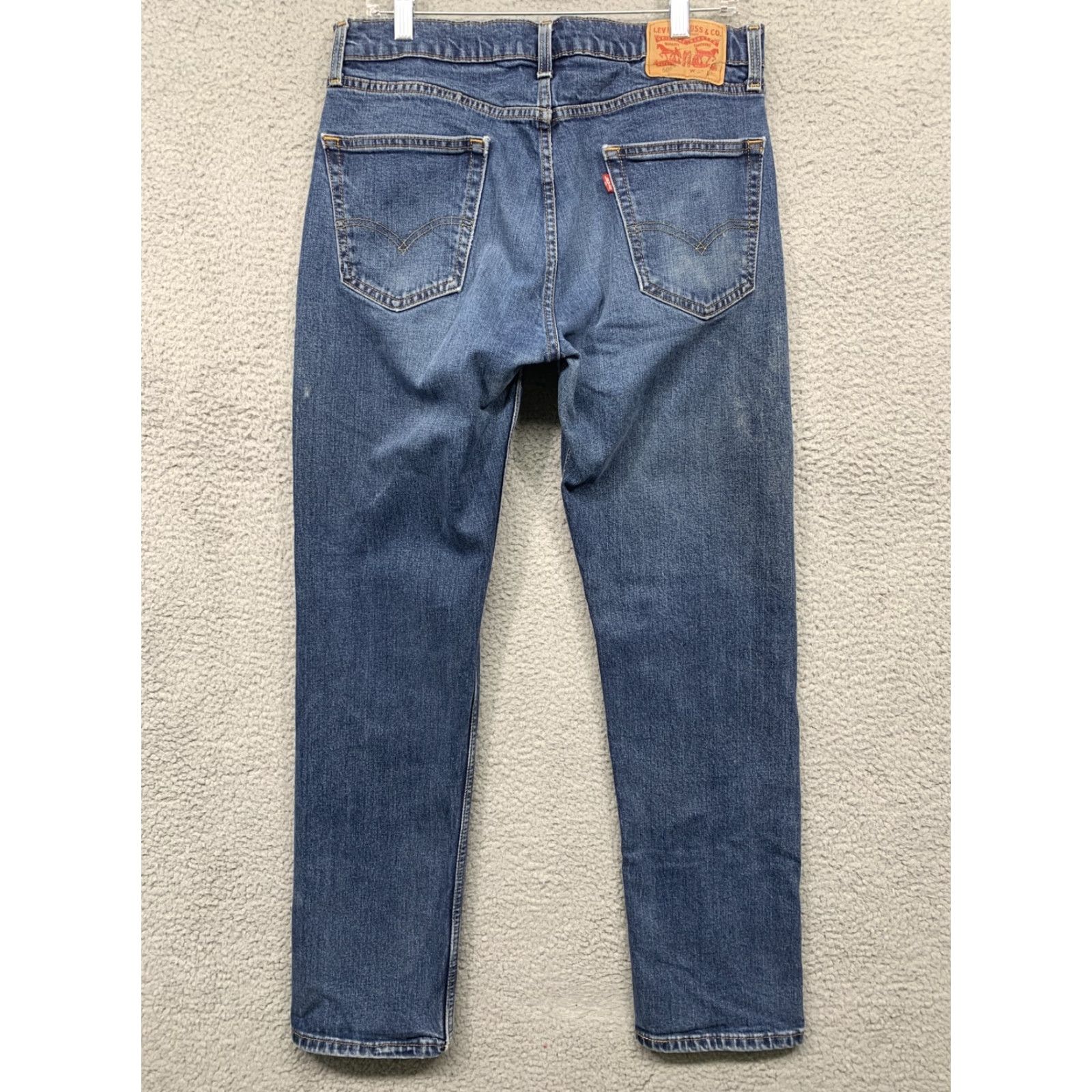 Levi's Levi's 505 Jeans Mens 33 x 30.5 Straight Leg 5-Pocket Rivets LOGO Red Tab Blue Denim Cotton Elastane Size US 33 - 4 Thumbnail