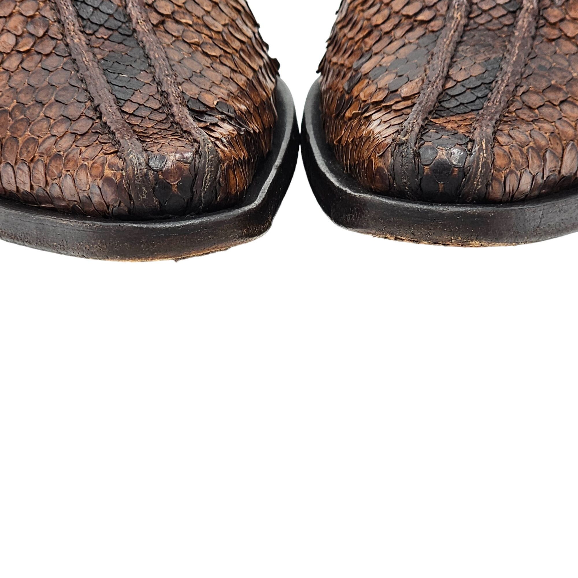 Aldo Brue Exotic Python Snake skin Aldo Brue Italy Mens size 8.5 Brown Size US 8.5 / EU 41-42 - 7 Thumbnail