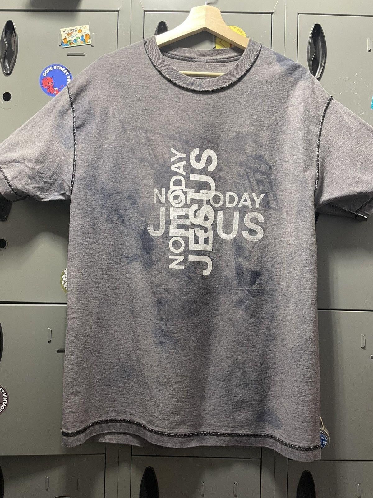 Vintage NOT TODAY JESUS double print inside out 90s AAA graphic tee Size US L / EU 52-54 / 3 - 1 Thumbnail