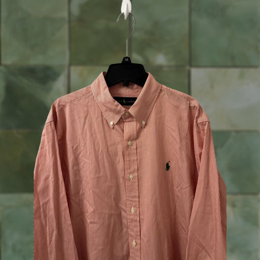 Polo Ralph Lauren Ralph Lauren Shirt Mens Large Red Pink Striped Button Down Green Pony L/S Size US L / EU 52-54 / 3 - 1 Thumbnail
