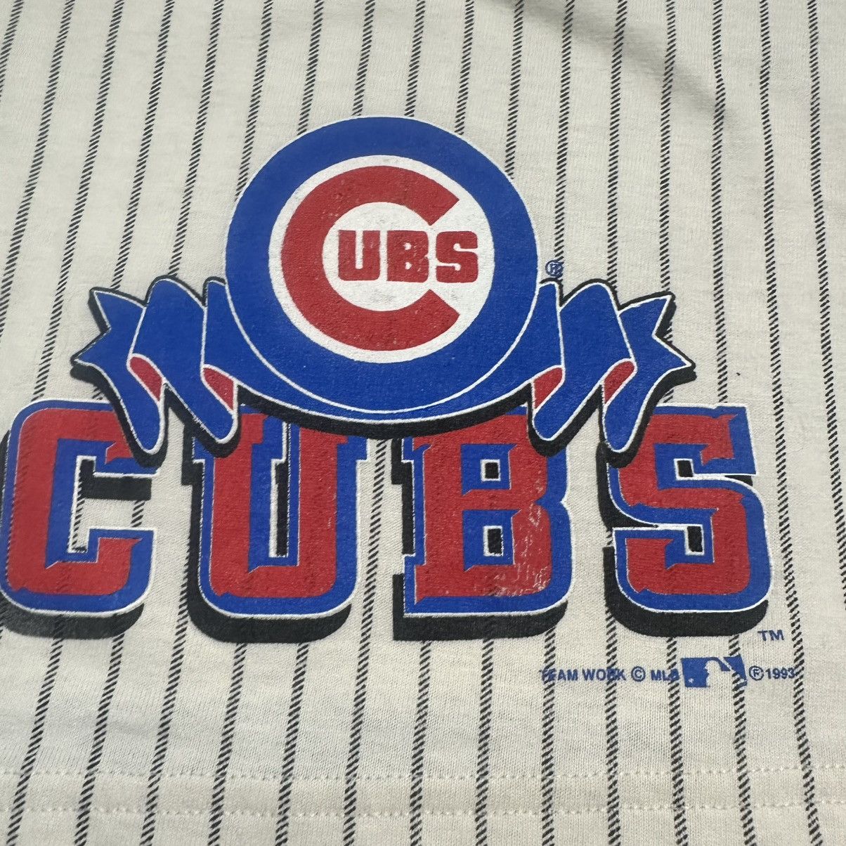 MLB × Vintage Vintage 90s Chicago Cubs Pinstripe Shorts Size US 38 / EU 54 - 3 Thumbnail