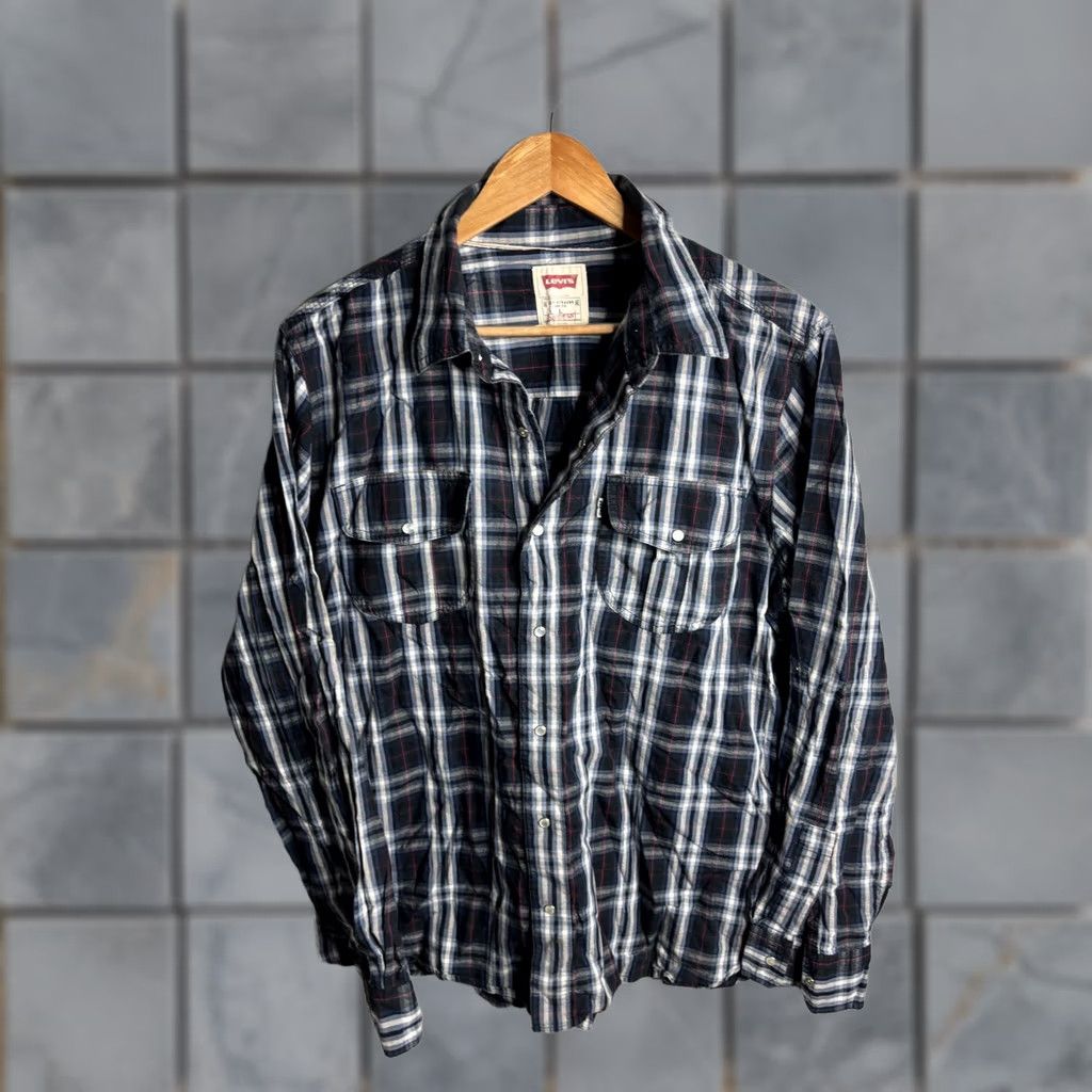 Levi's Levi's Mens Large Blue Plaid Long Sleeve Western Pearl Snap Casual Shirt Size US L / EU 52-54 / 3 - 1 Thumbnail