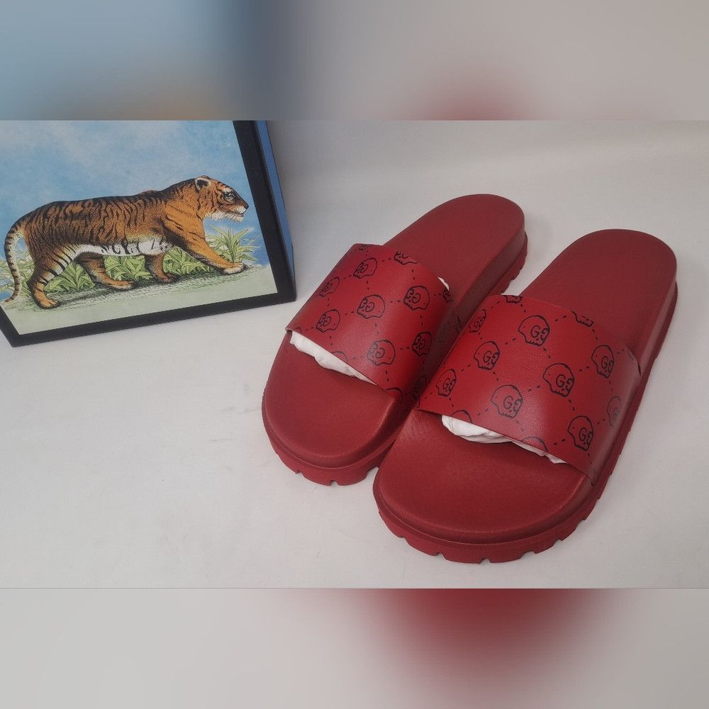 Gucci NWT Gucci Women's Slides Sandals Ghost Hamlet Skull Red Cal Size US 6 / IT 36 - 9 Thumbnail