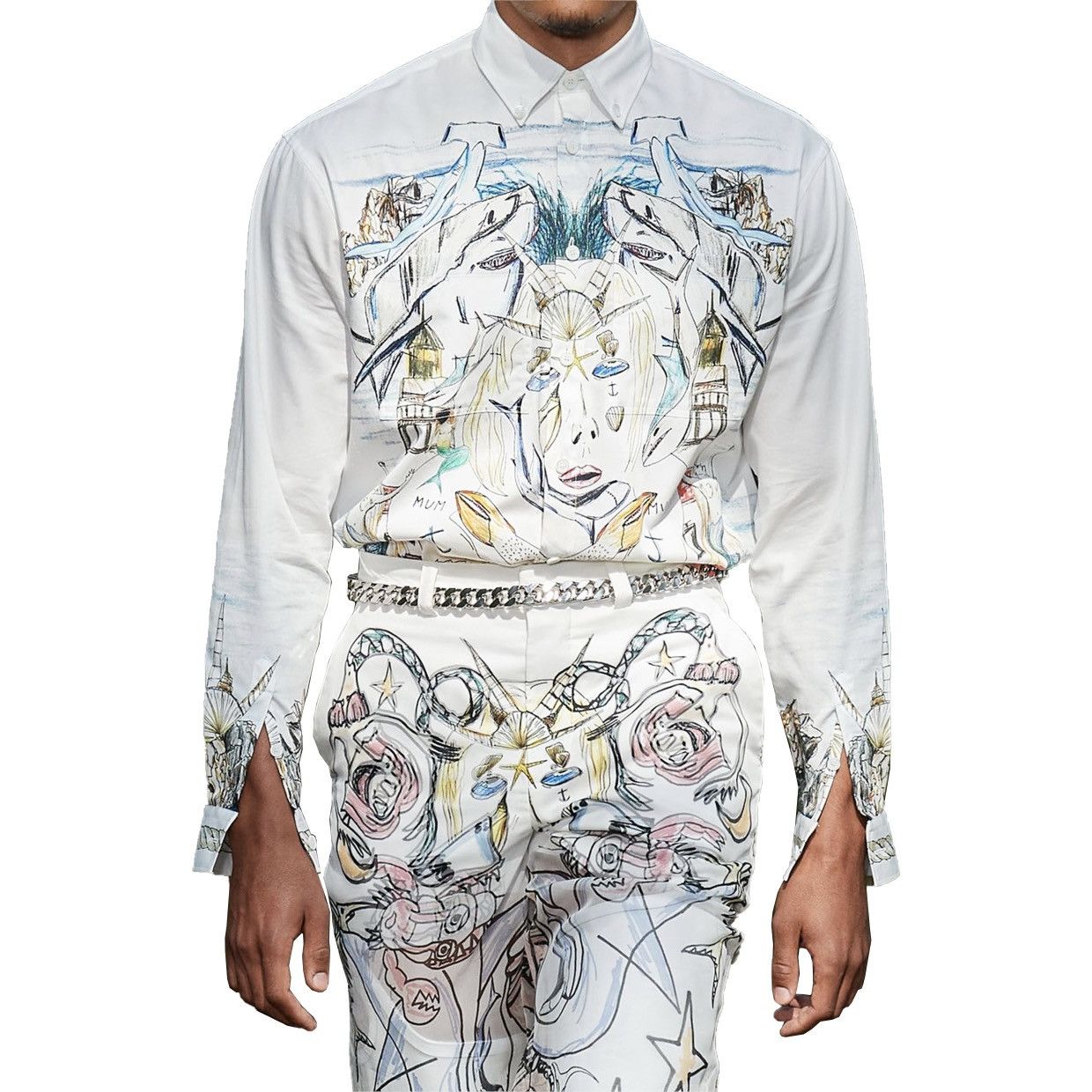 Burberry Burberry 21SS Sea World Sketch Portrait Print Shirt Size US L / EU 52-54 / 3 - 8 Thumbnail
