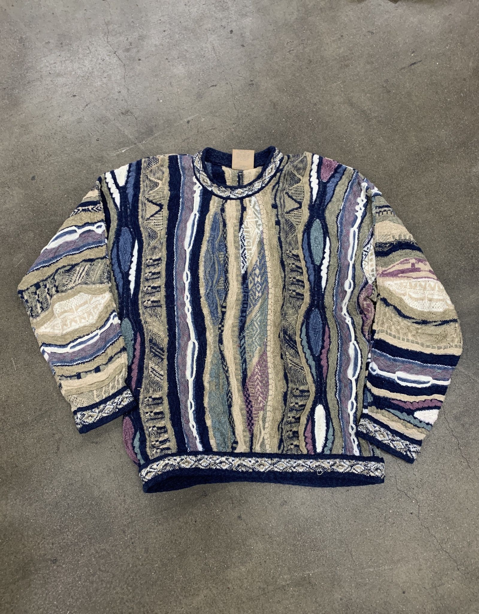 Pre-owned Cardigan X Coogi Vintage Coogi Classic Biggie Smalls 3d Knit Sweater Size Large Tall In Blue