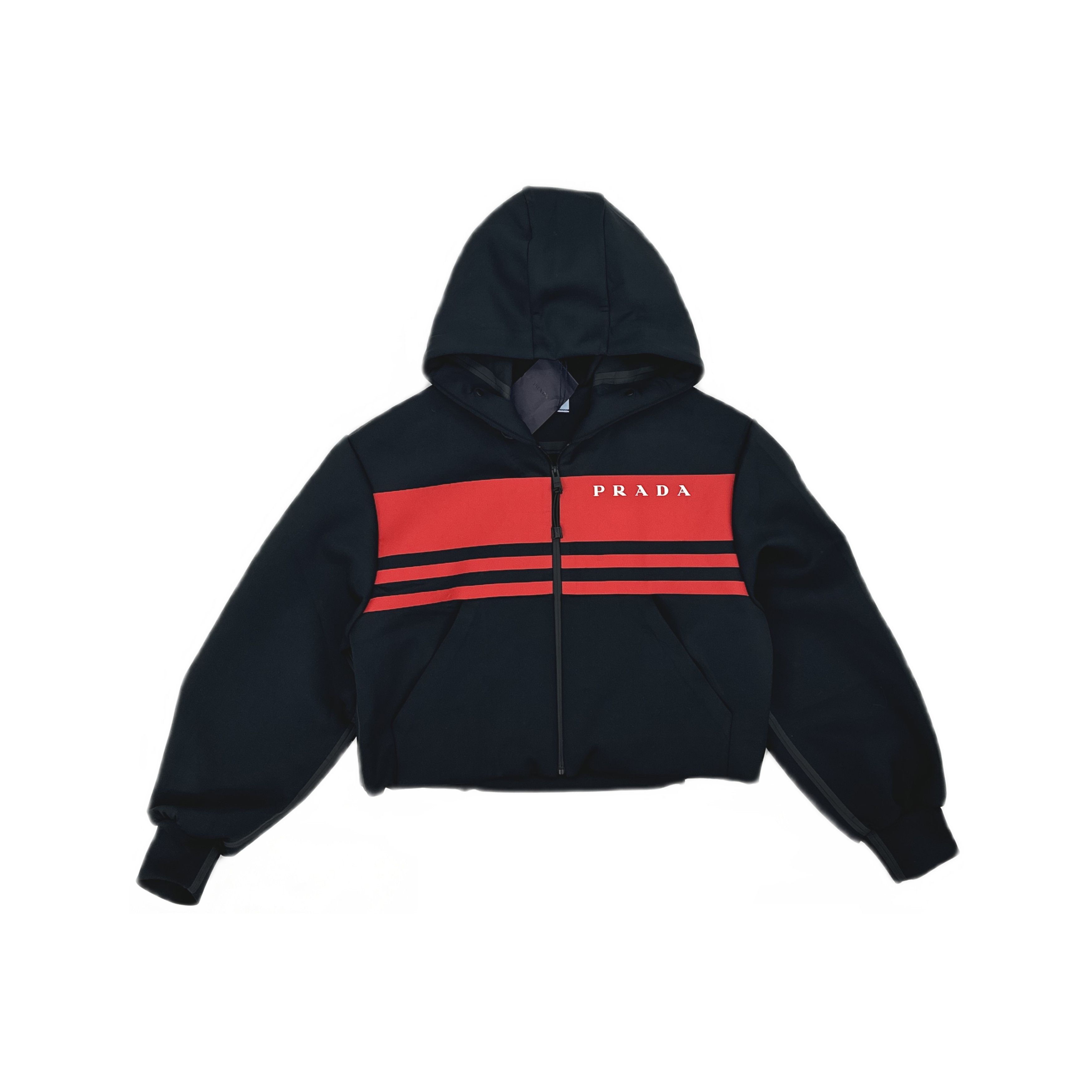 Prada Prada Logo Stripe Zip-Up Hoodie Black Size S Size S / US 4 / IT 40 - 1 Thumbnail