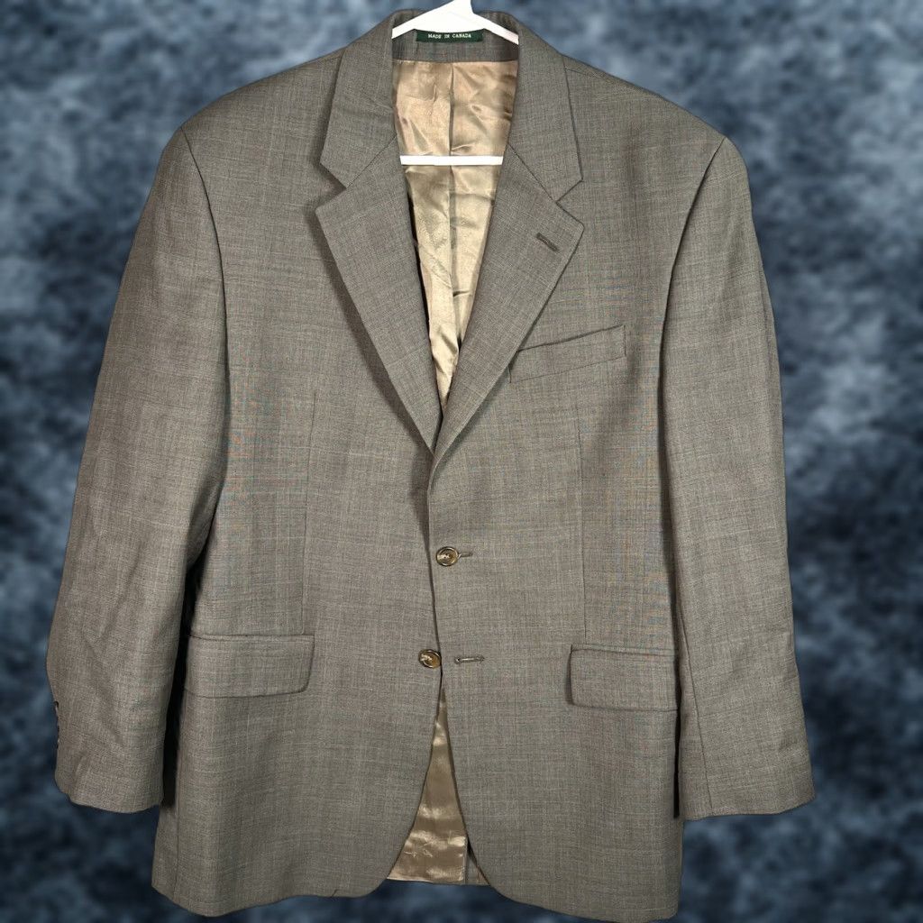Ralph Lauren VINTAGE Lauren Ralph Lauren Wool & Cashmere Sport Coat Blazer 2 Button Single-Breasted Mens 42R Brown Houndstooth Tweed Canada 90s? Size 42R - 1 Thumbnail