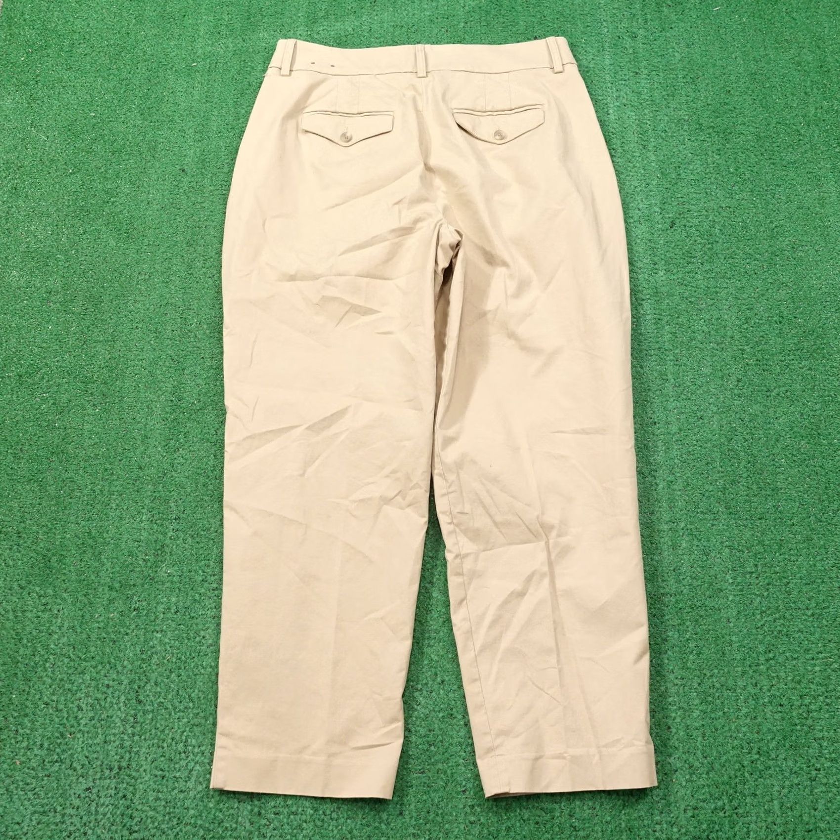 Express EXPRESS ANKLE HIGH RISE TAN BEIGE KHAKI PLEATED CHINO PANTS WOMENS SIZE 10R Size 32" / US 10 / IT 46 - 4 Thumbnail