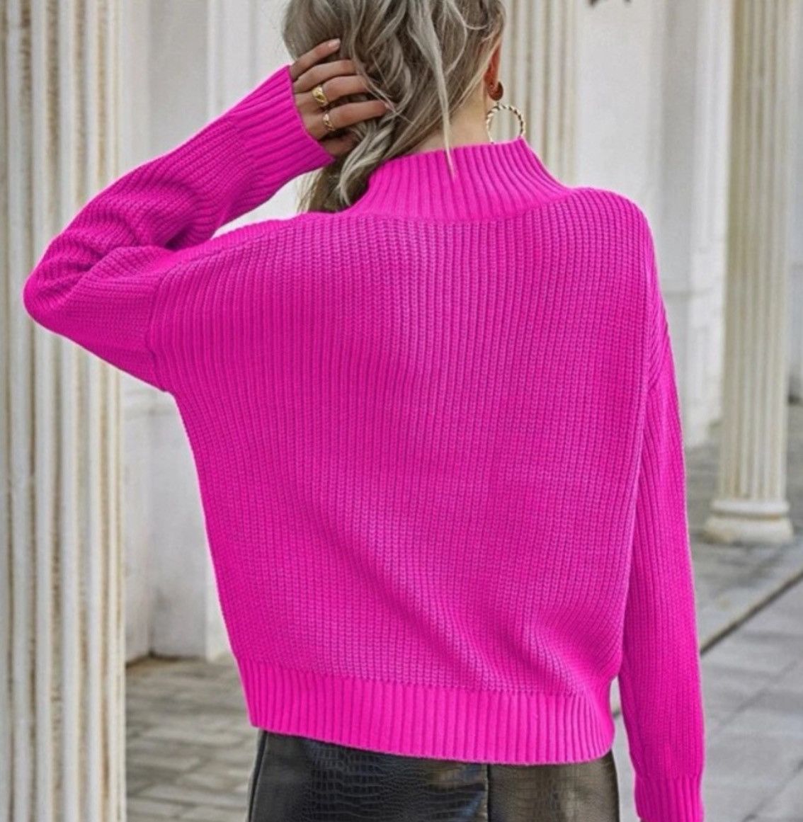 Designer × Other NWT, Lavishly Paris Ribbed Knit Mock Neck Sweater. Size M / US 6-8 / IT 42-44 - 8 Thumbnail