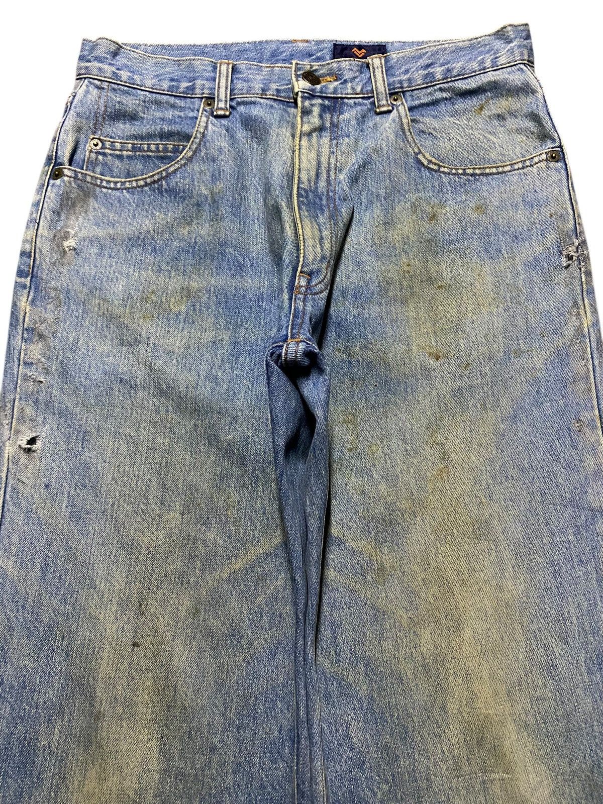 Valentino Vtg Mario Valentino Dirty Mud Wash Distressed Loose Jeans Size US 31 - 3 Thumbnail