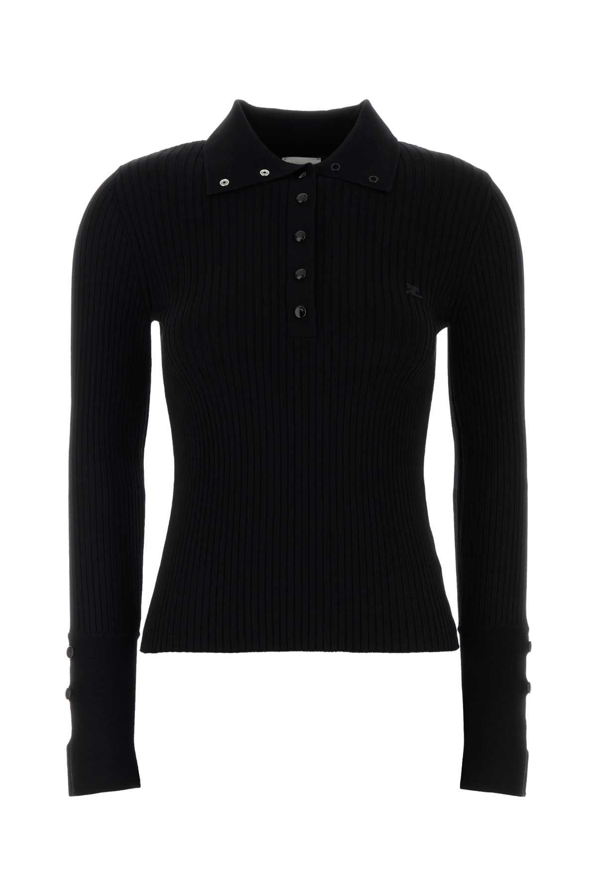 Courreges Black Viscose Blend Polo Shirt Size S / US 4 / IT 40 - 1 Thumbnail