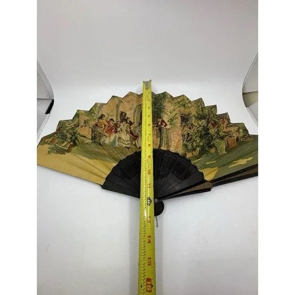 Other Read* Antique Spanish Style Colorful Wood Hand Folding Fan Size 3XL / US 20-22 - 1 Thumbnail