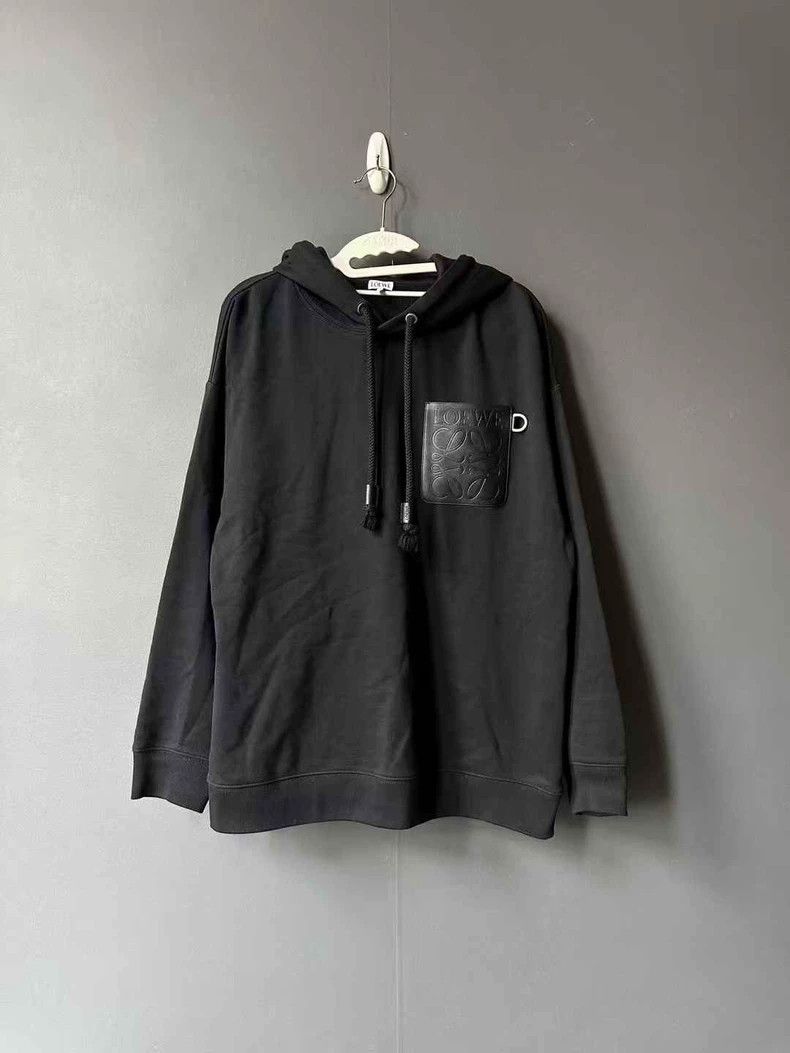 Loewe LOEWE Black leather hoodie Size M / US 6-8 / IT 42-44 - 1 Thumbnail