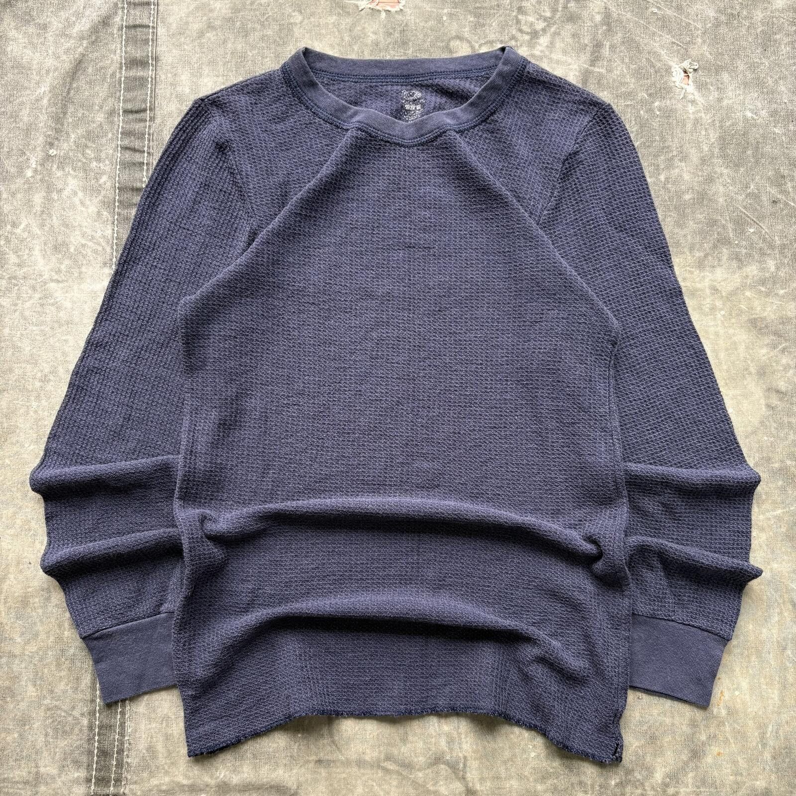 Fruit Of The Loom Vintage Y2K Navy Grunge Skater Thermal Waffle Knit Shirt Size US M / EU 48-50 / 2 - 1 Thumbnail