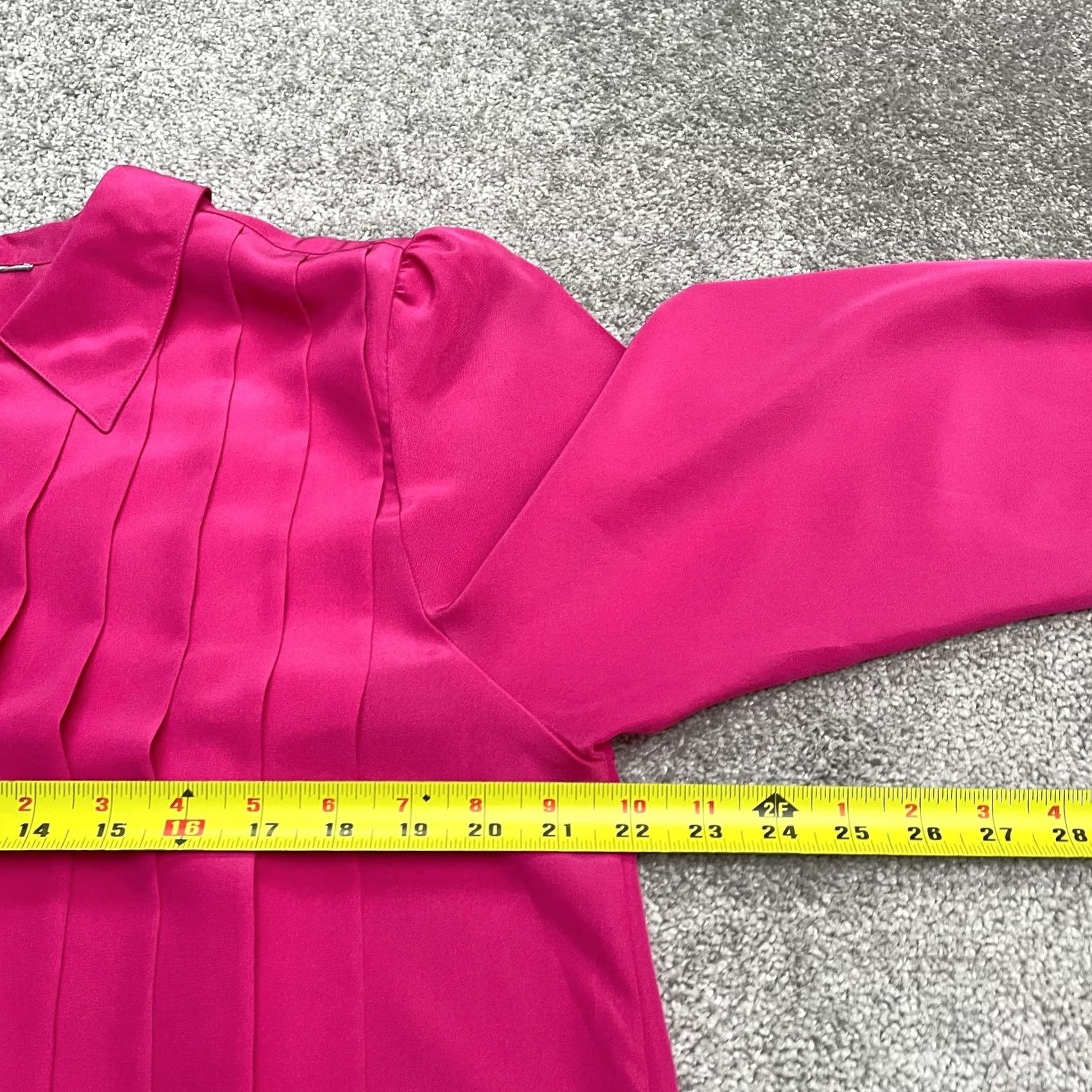 Pinko Unbranded Satin Pleated Blouse Womens Large Pink Long Sleeve Collared Padded Top Size L / US 10 / IT 46 - 5 Thumbnail