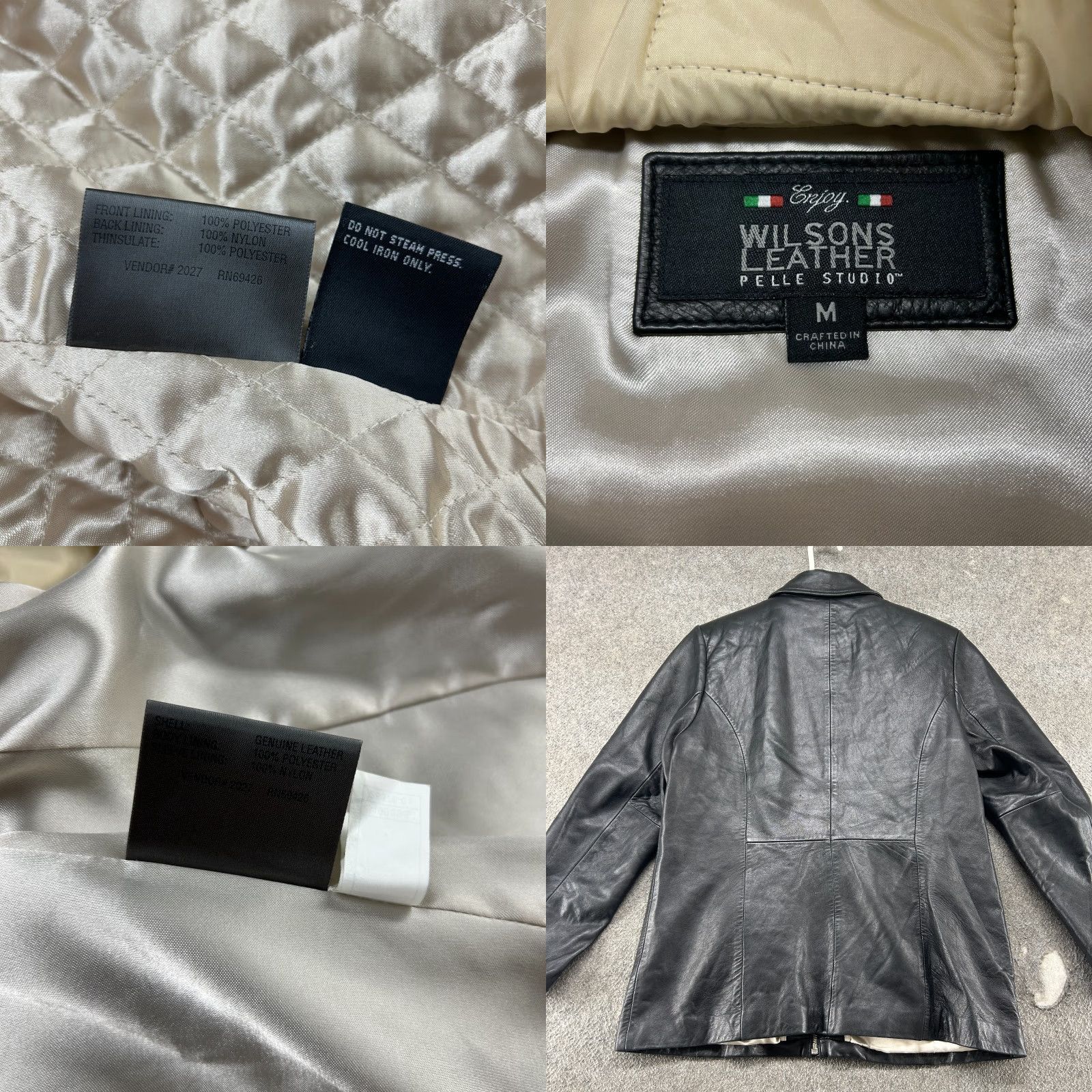 Vintage Wilsons Leather Jacket Womens M Black Pelle Studio Quilted Lined Thinsulate Size M / US 6-8 / IT 42-44 - 8 Thumbnail