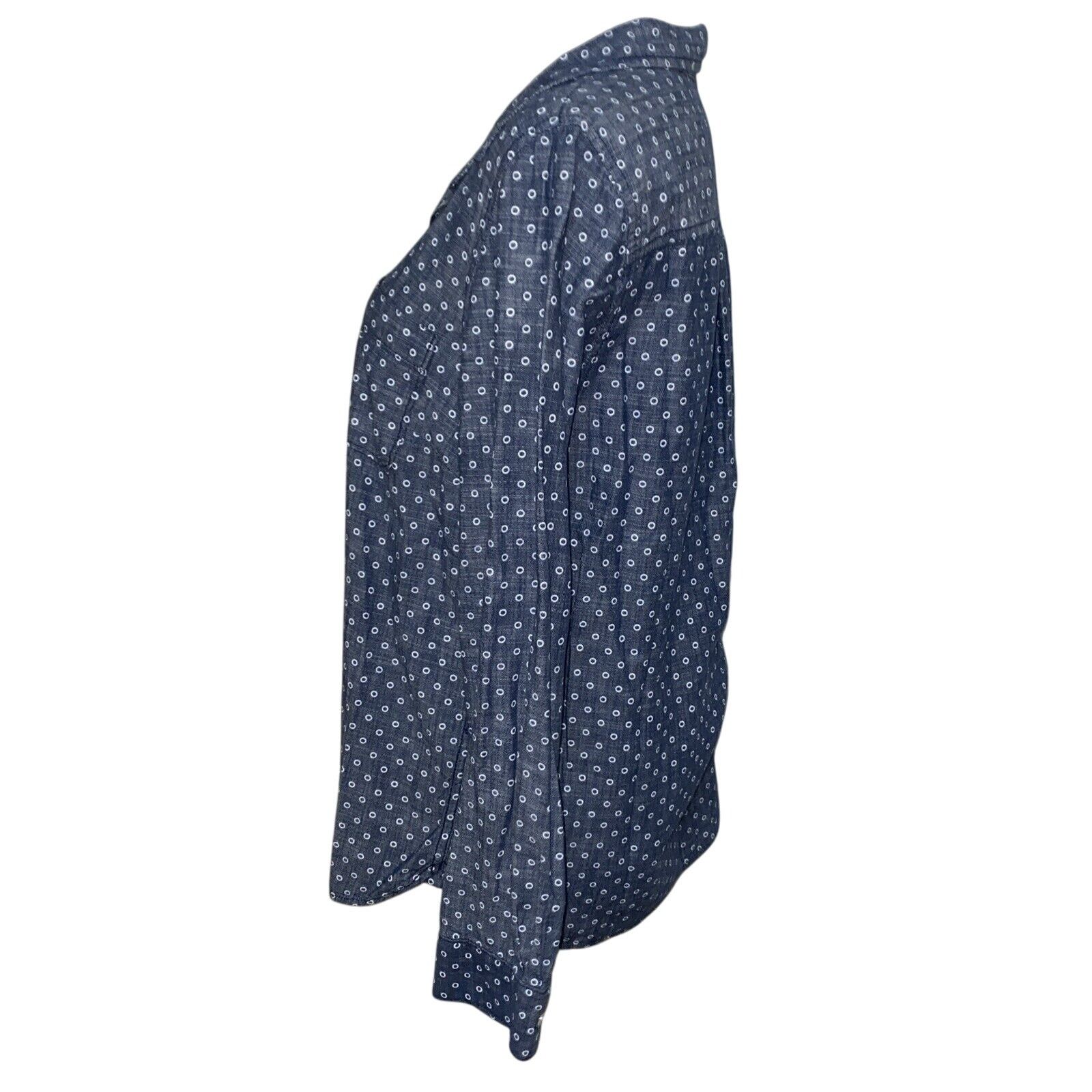 J.Crew J. CREW Denim Blue Button Up Long Sleeve Sz 10 100% Cotton Size L / US 10 / IT 46 - 2 Thumbnail