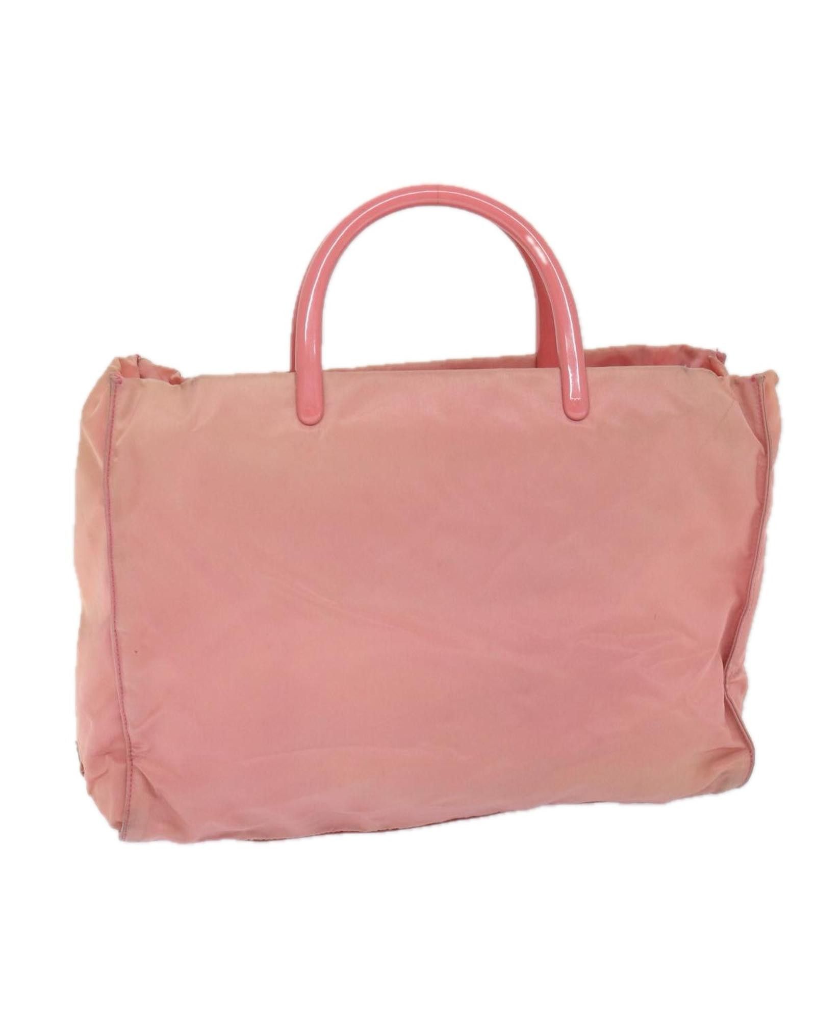 image of Prada Nylon Hand Bag With Metal Fittings in Pink, Women's