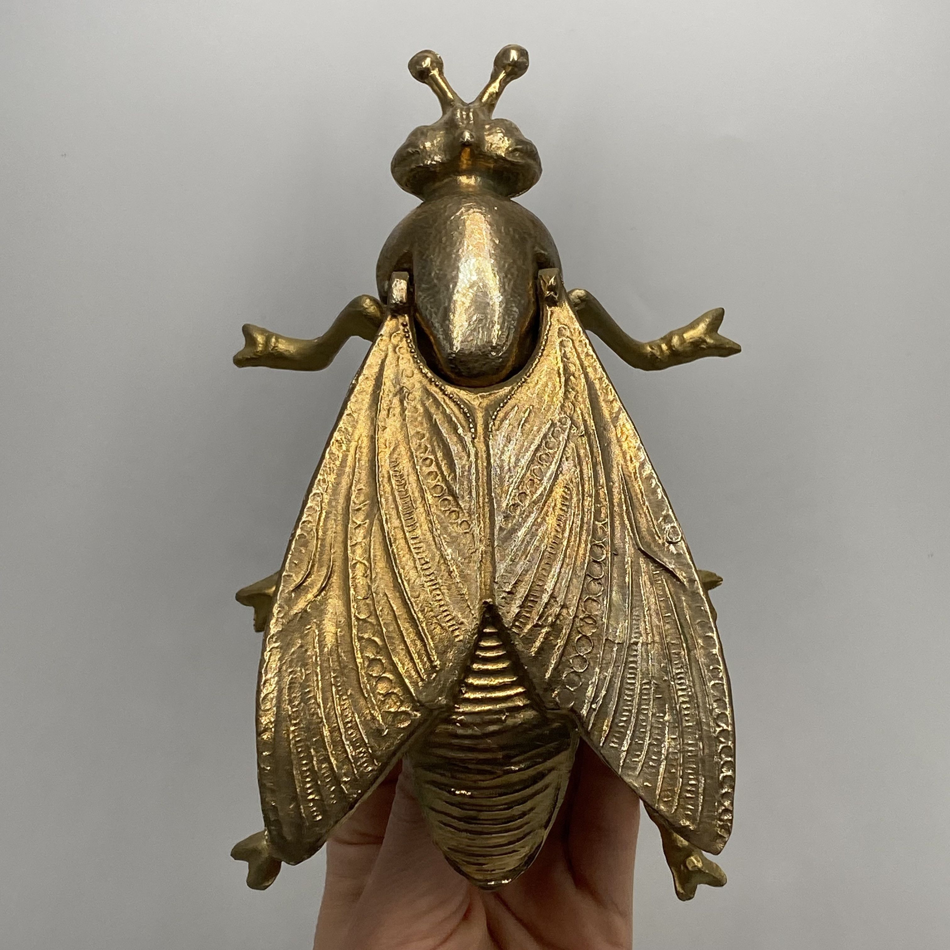 Vintage Bronze Fly Ashtray USSR Marked Heavy Insect 19cm