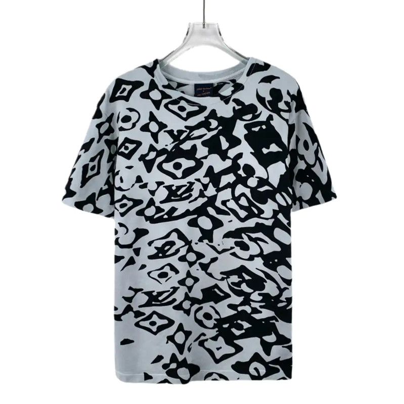 Louis Vuitton Men's Light Blue Cotton T-Shirt 0089