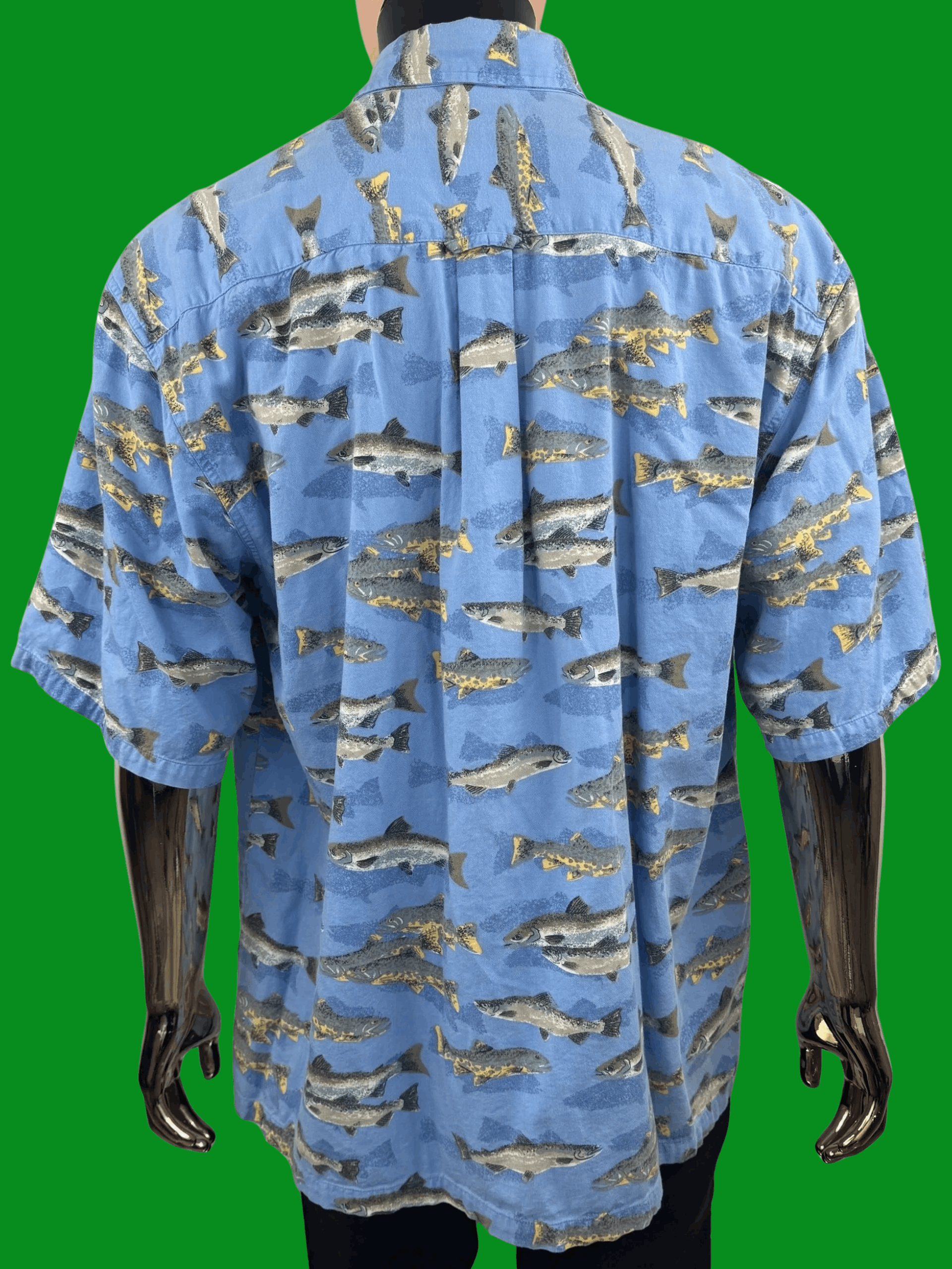 Columbia VTG 90s Columbia Fly Fishing Rainbow Trout All-Over Print Size US XL / EU 56 / 4 - 4 Thumbnail