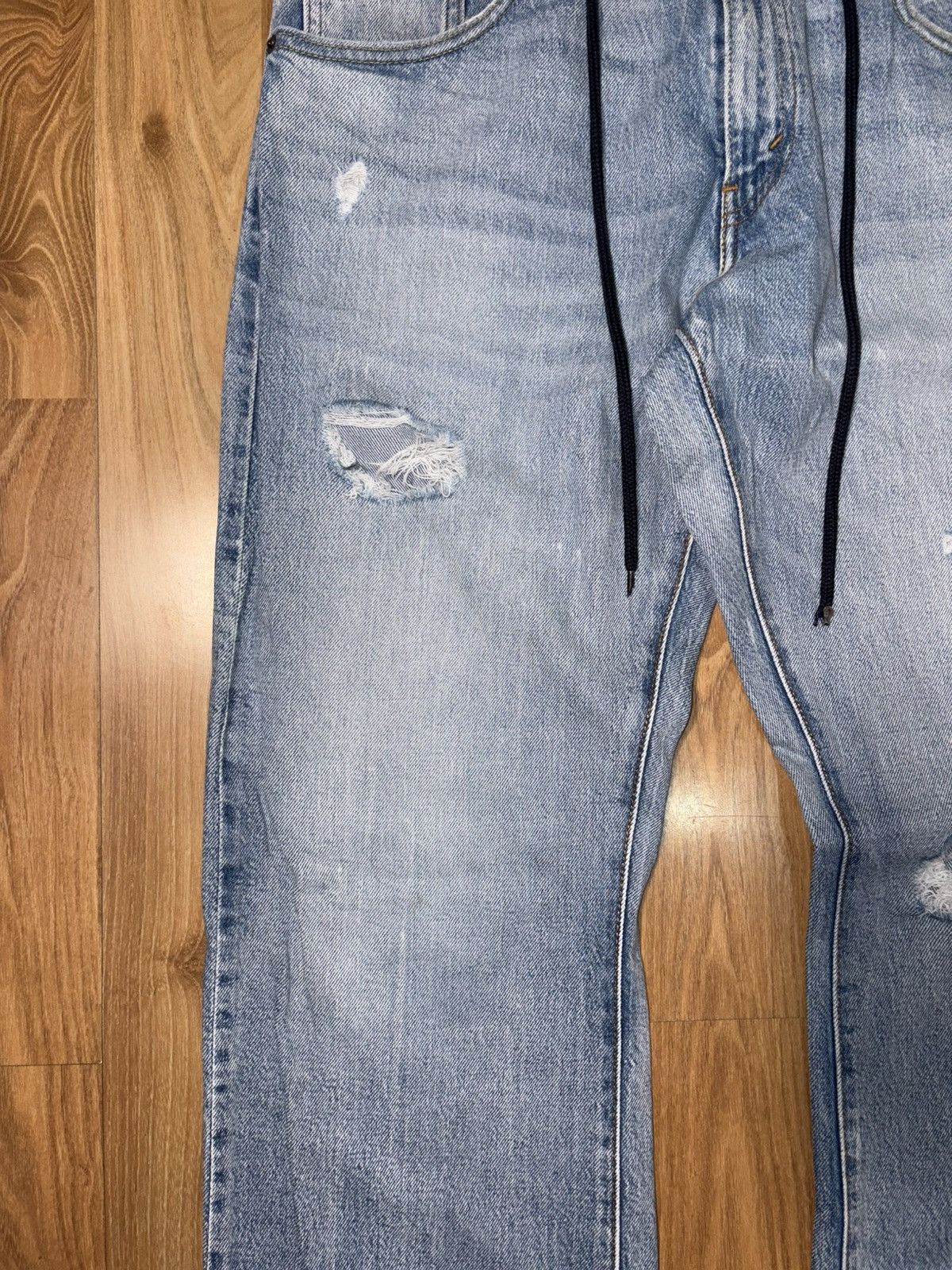 Levi's Levi's Distressed Straight Jeans Built-in Drawstring 32x32 Size US 32 / EU 48 - 4 Thumbnail