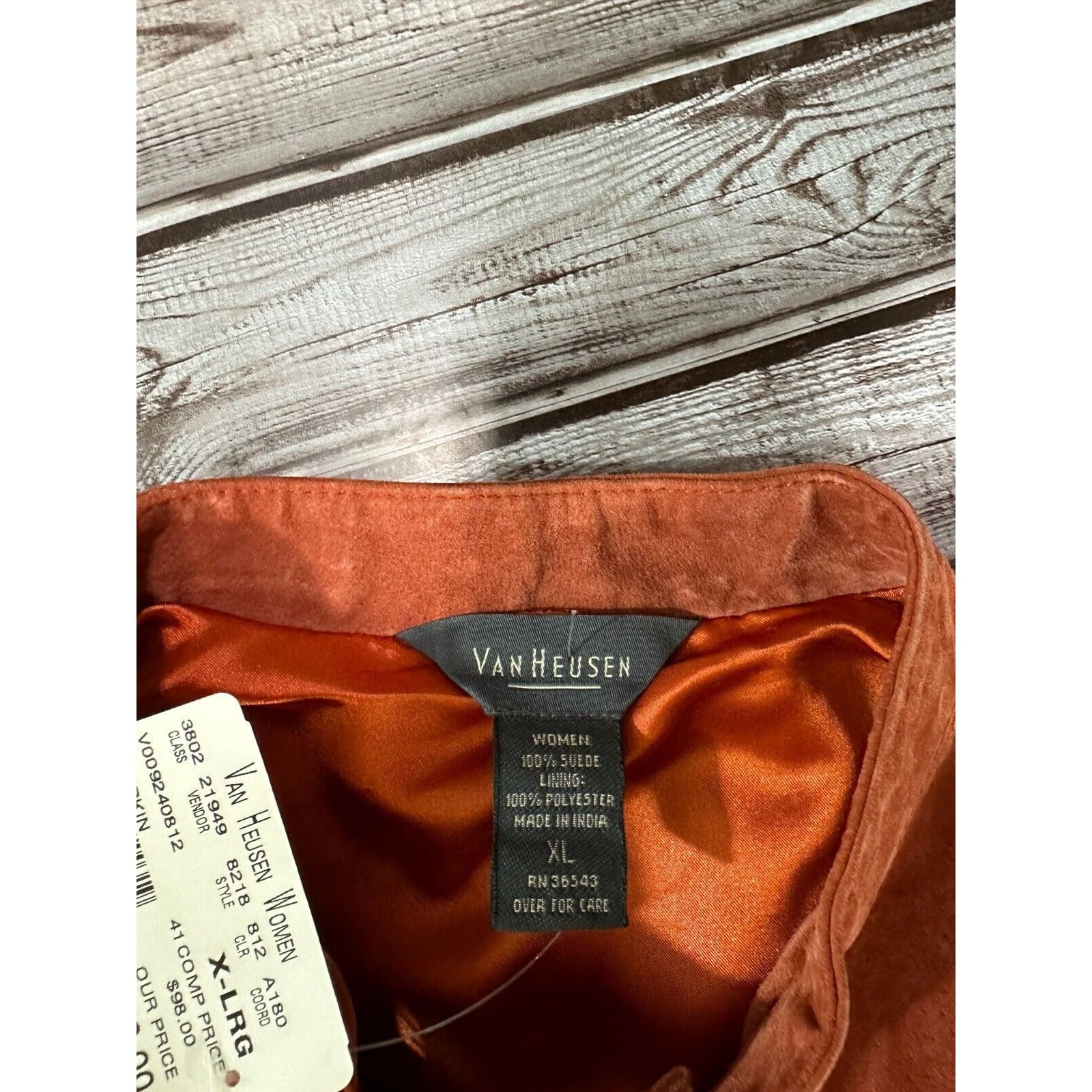 Van Heusen Van Hausen Suede Leather Bomber Jacket pumpkin Size XL NWT M Grailed