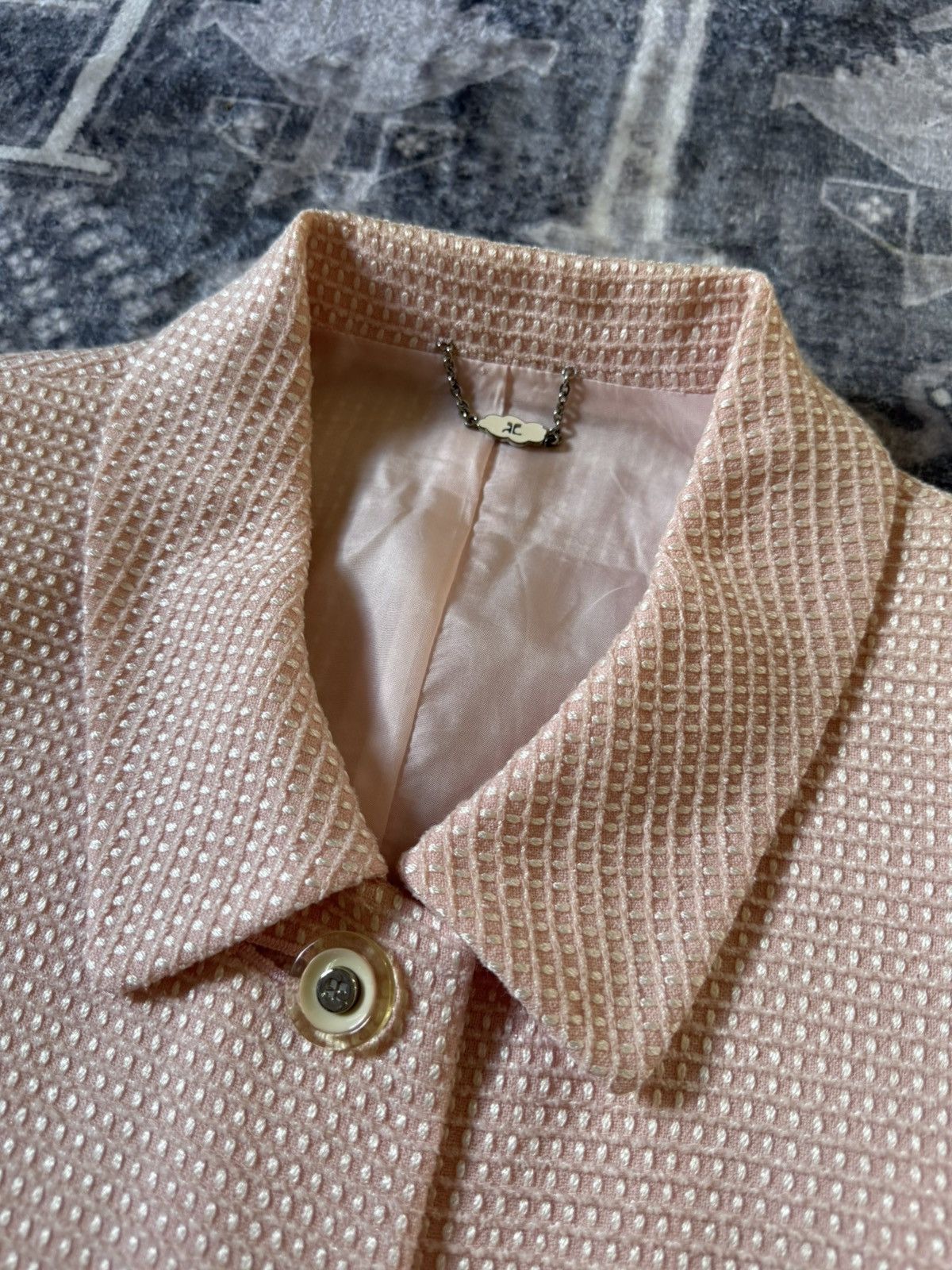 Courreges Vintage Couregges Pastel Pink Cropped Tweed Blazer Jacket Size M / US 6-8 / IT 42-44 - 8 Thumbnail