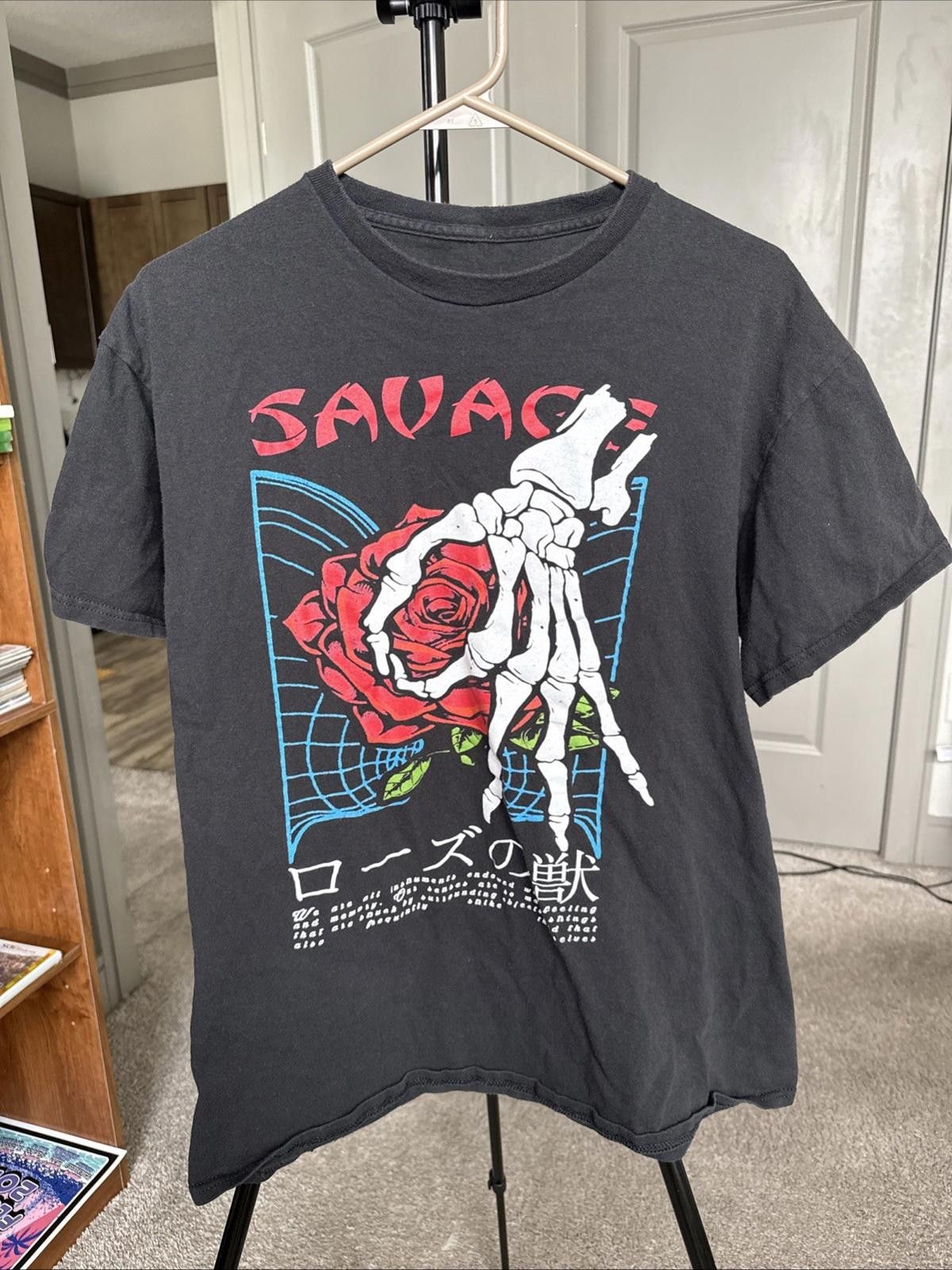 Other The Young & Wild Savage Skeleton Rose T-Shirt Mens Size L Size US M / EU 48-50 / 2 - 1 Thumbnail
