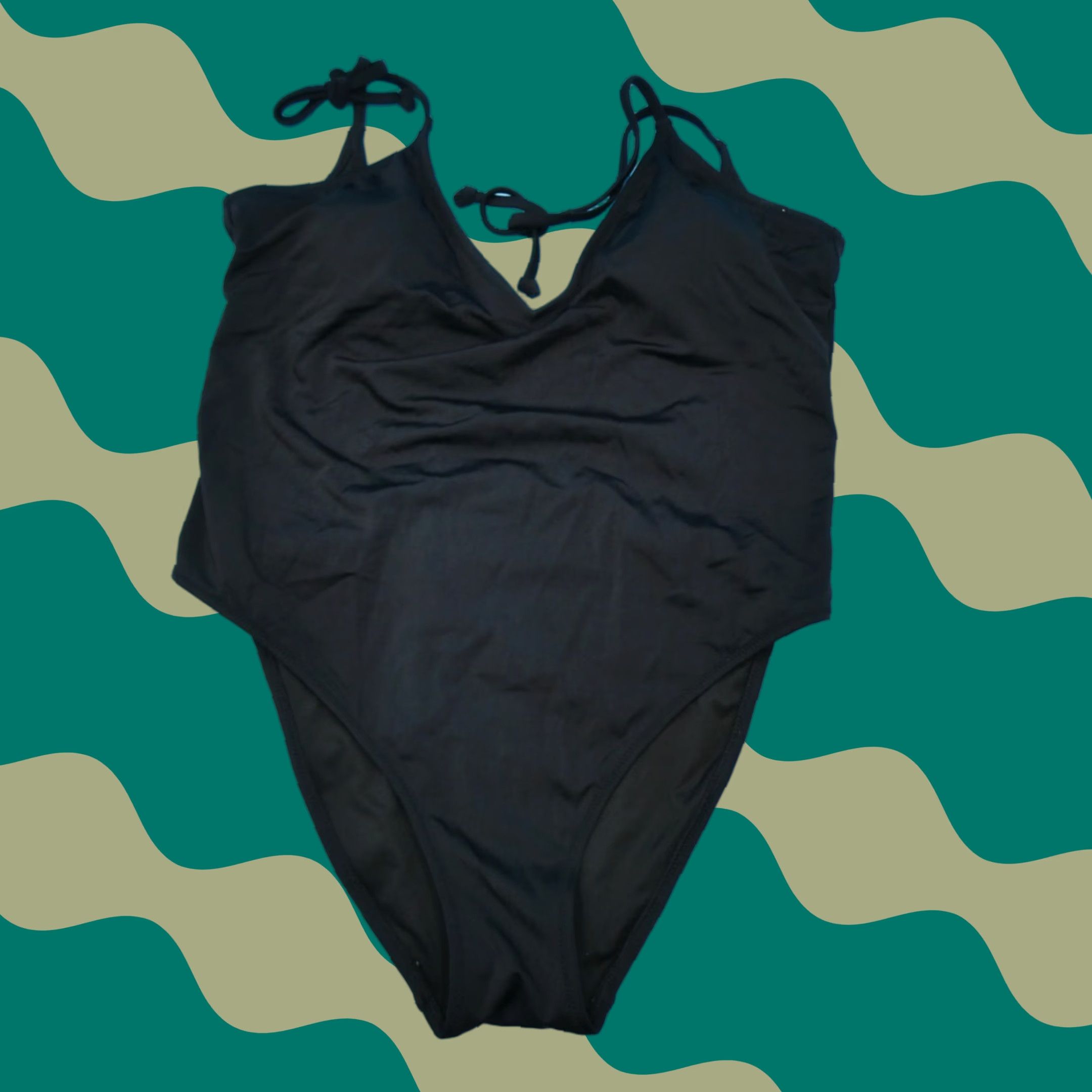 Viktorias Secret XL Black Smooth V Neck Padded One Piece Swimsuit Beach Swimwear