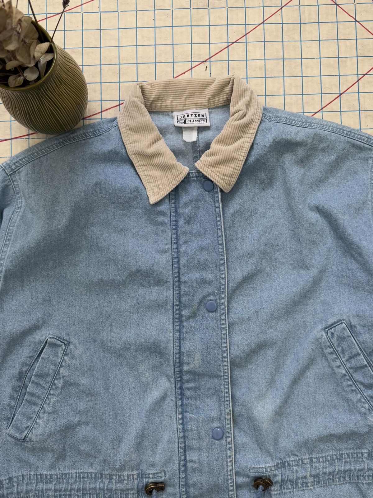 Jantzen × Vintage Vintage Jantzen Denim Chore Coat Barn Jacket Faded Denim Blu Size XL / US 12-14 / IT 48-50 - 4 Thumbnail