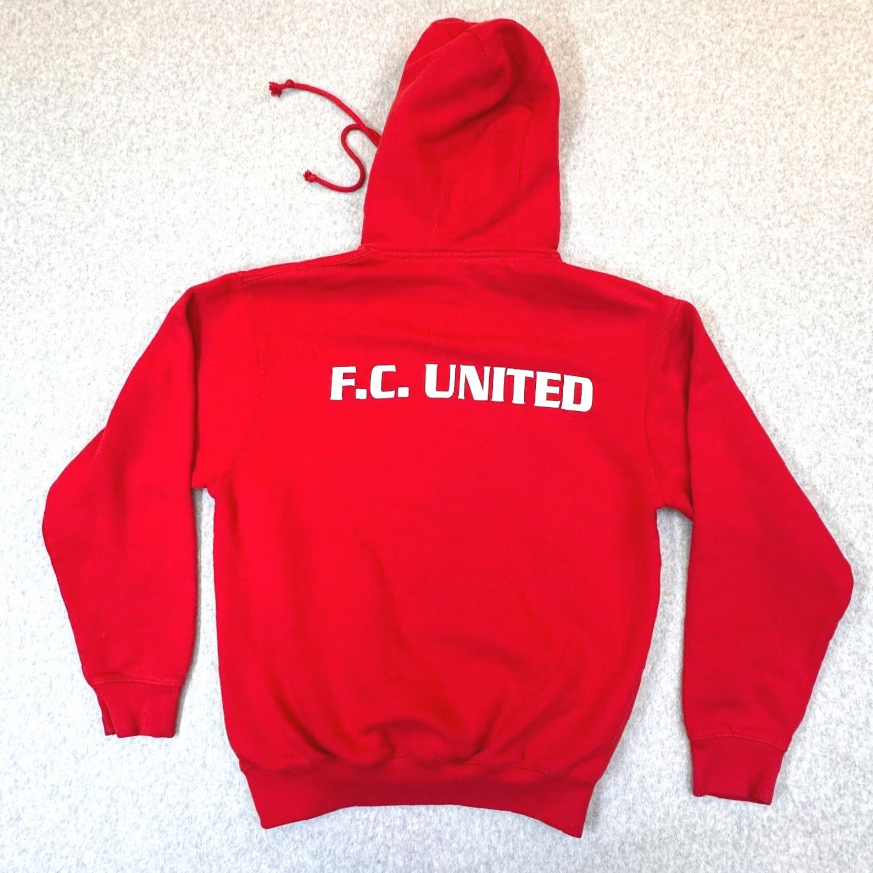 Vintage F.C. United Manchester Soccer Hoodie Mens Small Red Futbol Pennant Sportswear Size US S / EU 44-46 / 1 - 5 Thumbnail