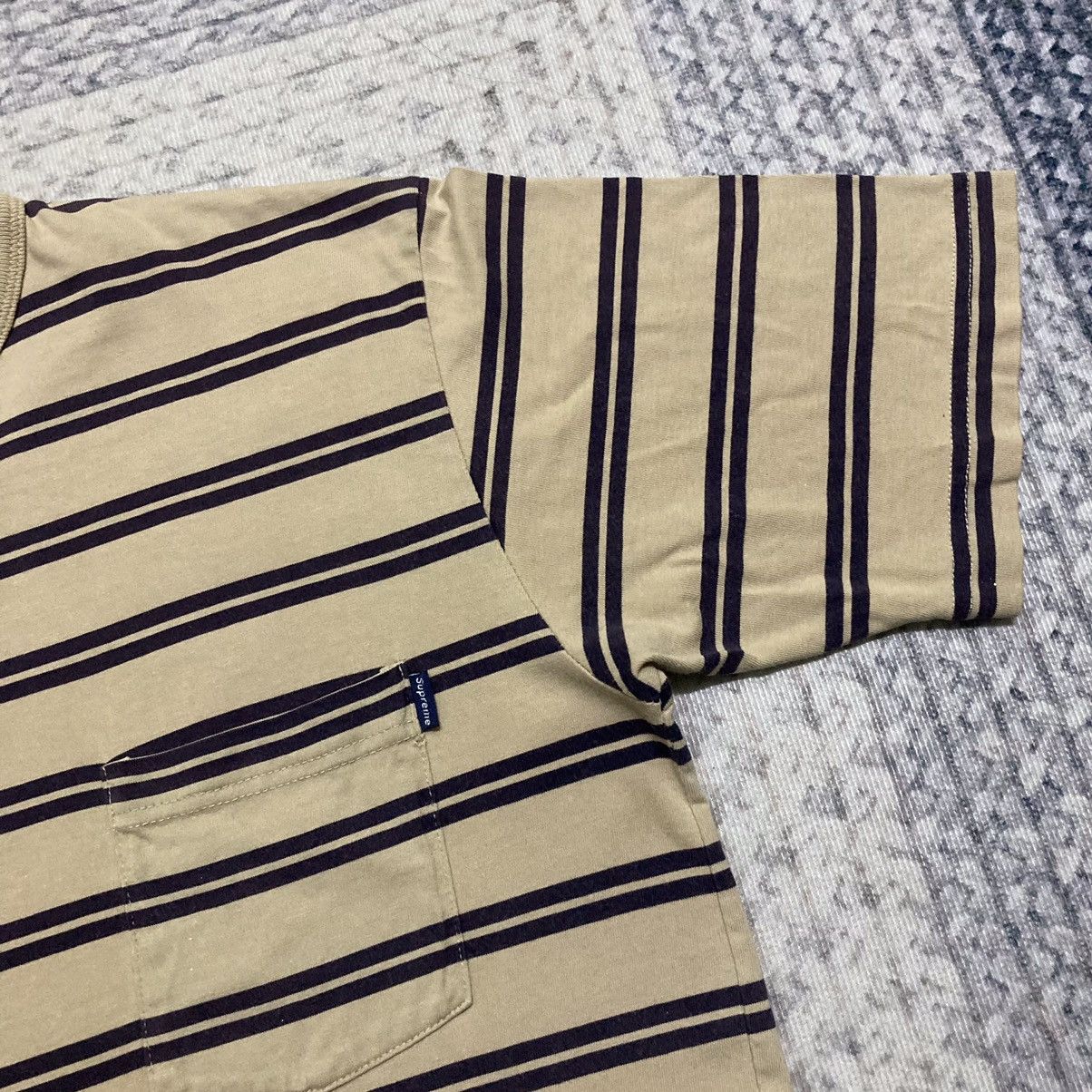 Supreme Distress Supreme Brown Stripes Pocketed Tees Size US M / EU 48-50 / 2 - 6 Thumbnail