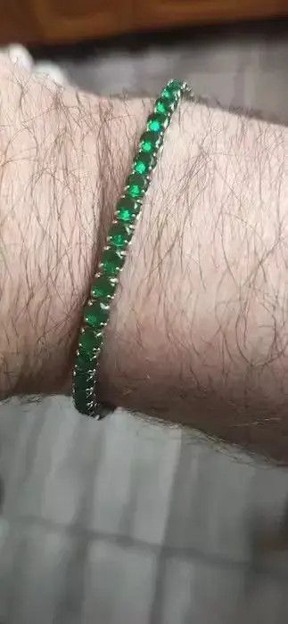 Other 4mm Tennis Chain Sterling Silver Green Bracelet Size ONE SIZE - 3 Thumbnail