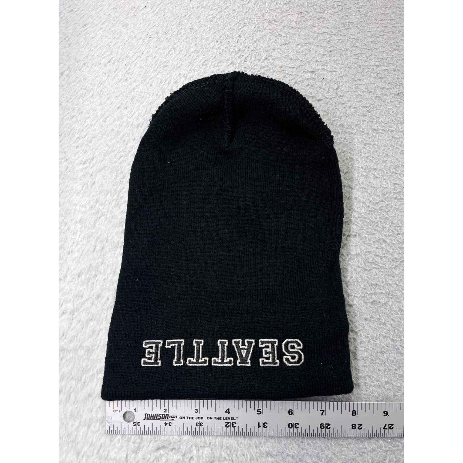 Vintage Smith Novelty Company Beanie Hat Adult One Size Black Knit Acrylic Logo Ski Beanie Mens Winter Season Size ONE SIZE - 4 Thumbnail