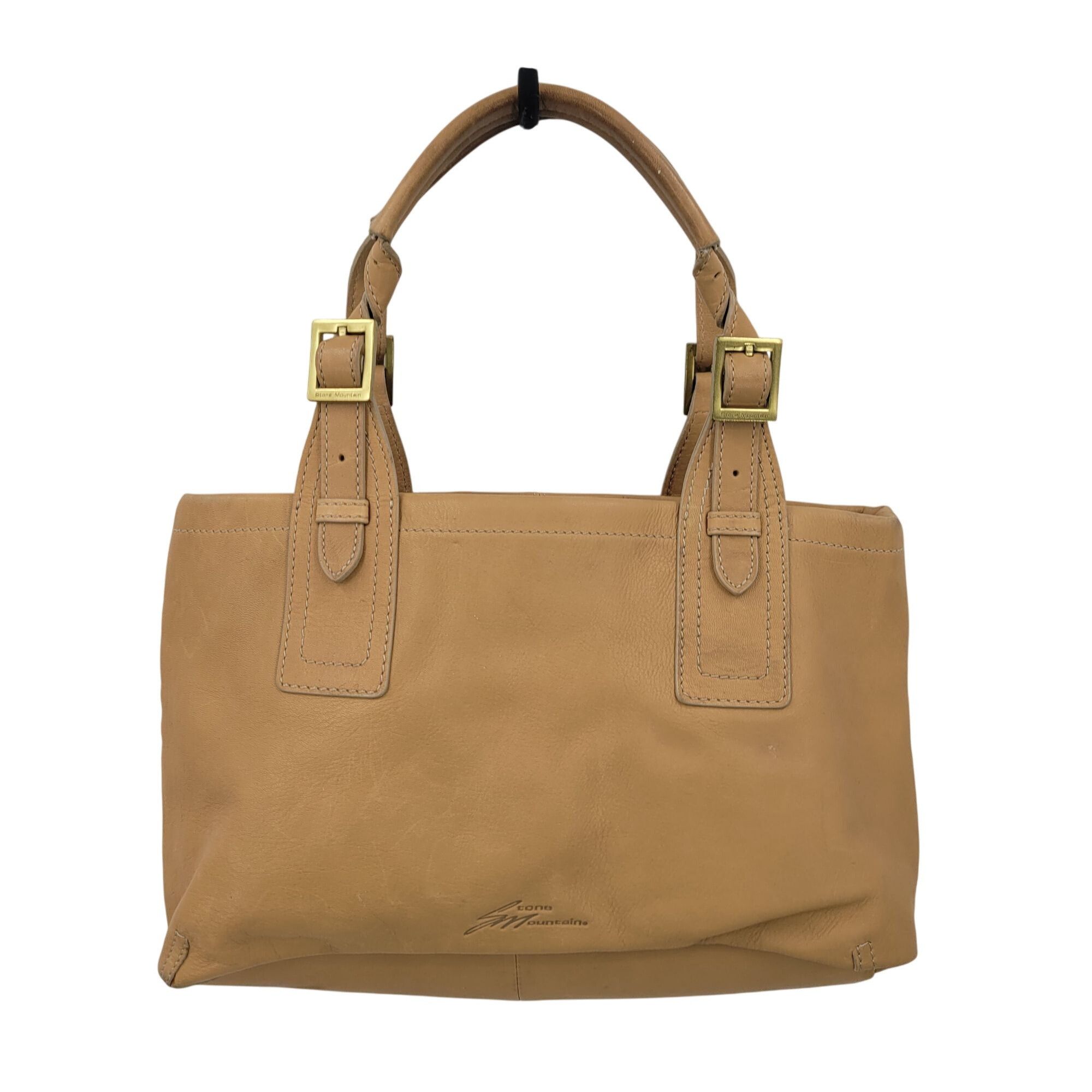 Vintage Stone Mountain Tan Genuine Leather Double Top Handle Handbag Size ONE SIZE - 14 Thumbnail