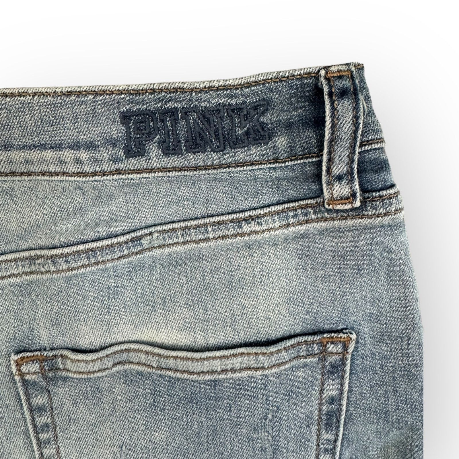 Pink VS PINK Distressed High Waisted Cutoff Faded Jean Shorts 10 Size 32" / US 10 / IT 46 - 6 Thumbnail