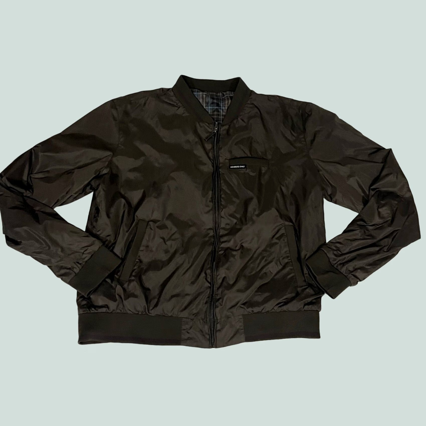 Members Only Members Only Jacket Reversible Plaid Brown Nylon Bomber RacER Men’s XL Mens Size US XL / EU 56 / 4 - 1 Thumbnail