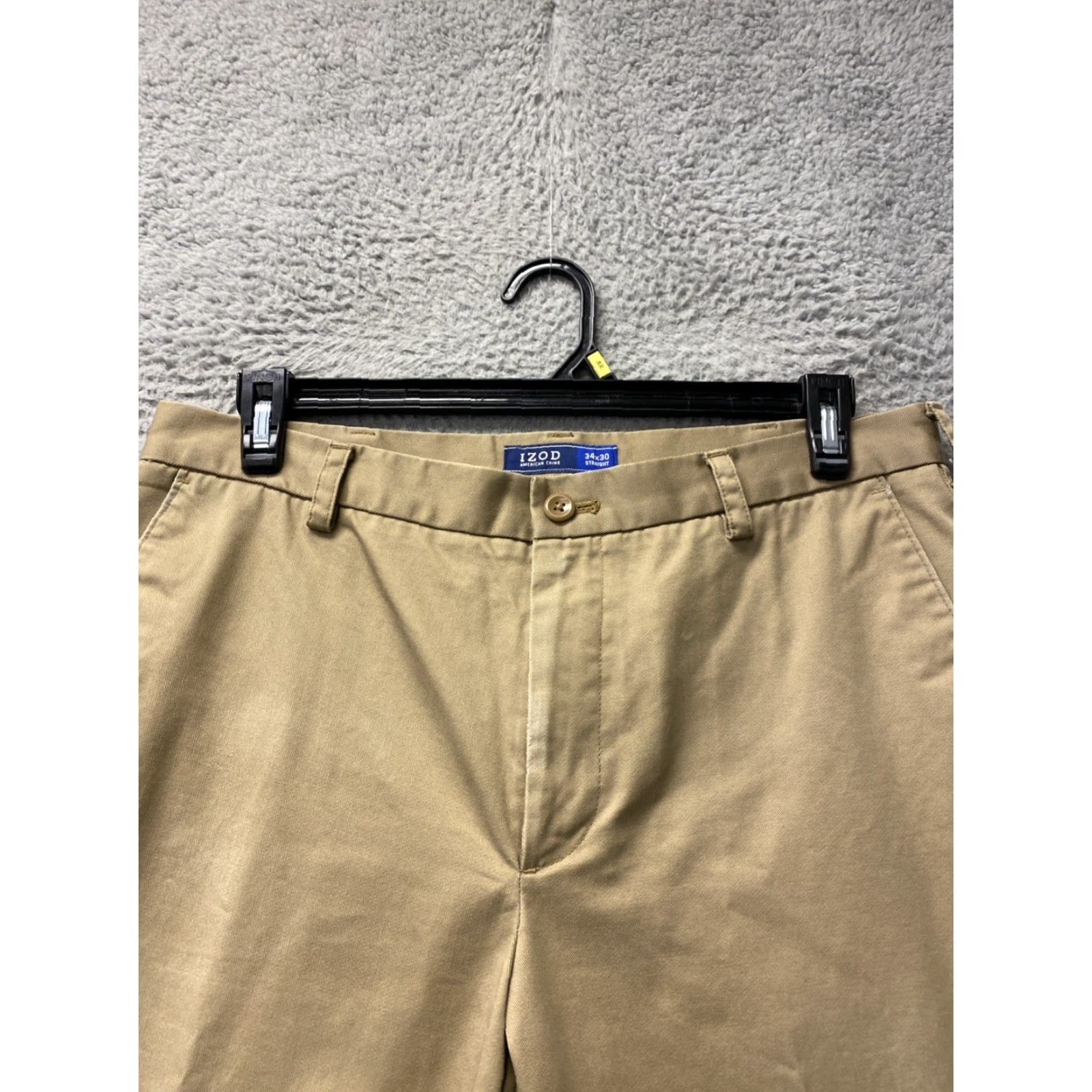 Izod IZOD Chino Pants Men 34x30 Khaki Straight Flat Front Casual Solid /0408 Size US 34 / EU 50 - 2 Thumbnail
