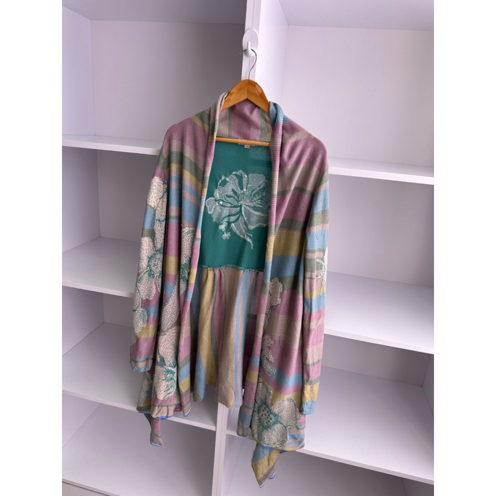 Vintage VTG Ivko Sebian Long Wrapover Cardigan Floral Pattern Print Size L / US 10 / IT 46 - 3 Thumbnail