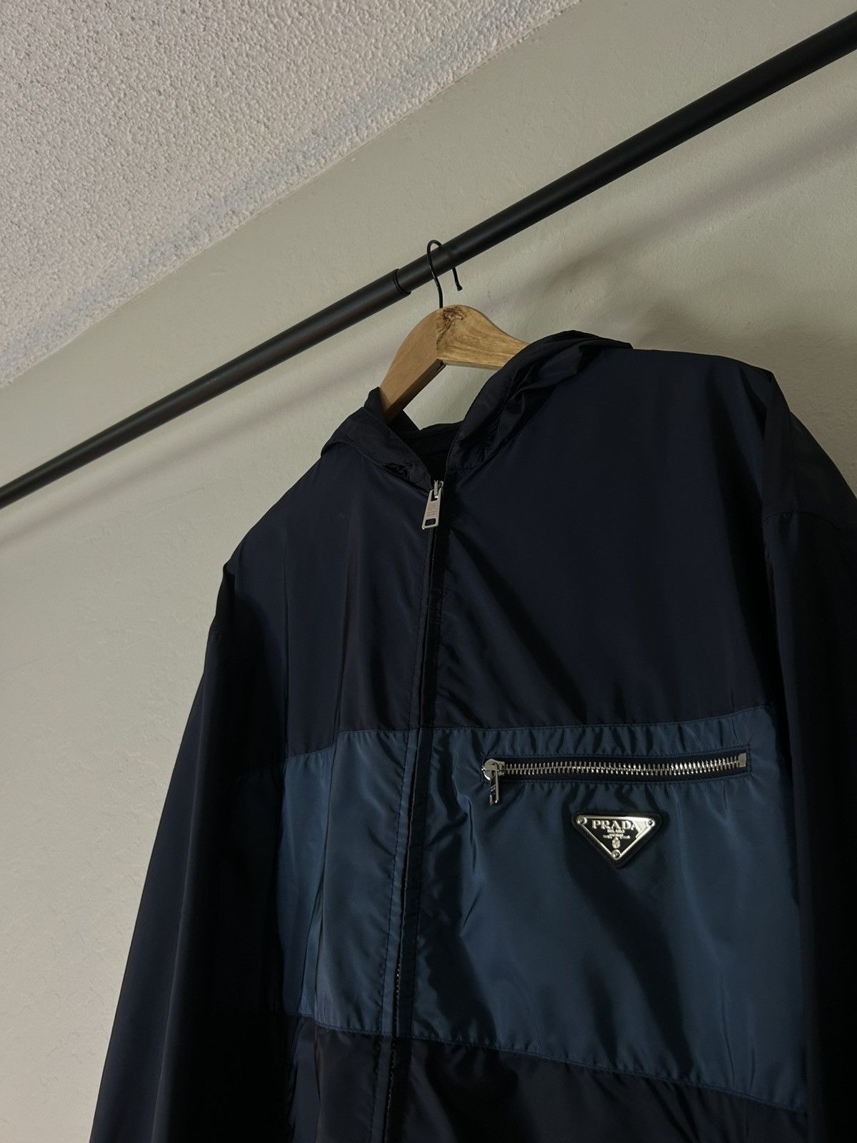 Prada Prada Two Tone Navy/Blue Nylon Zip Up Jacket Size US M / EU 48-50 / 2 - 2 Thumbnail