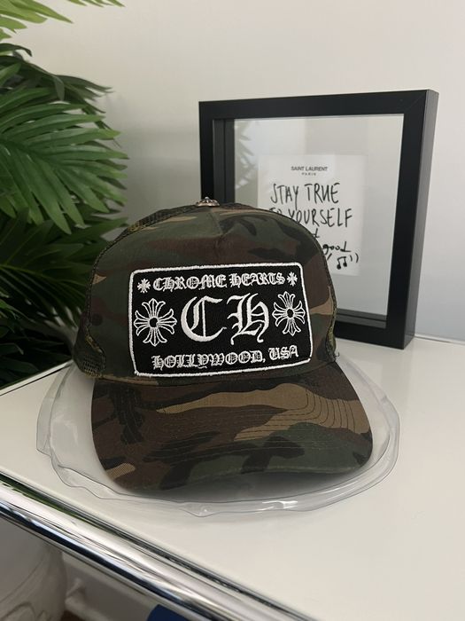 Chrome Hearts CAMO HOLLYWOOD TRUCKER HAT | Grailed