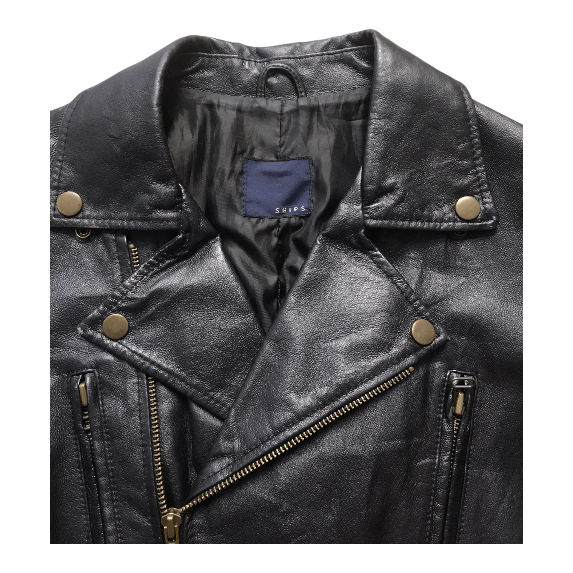 SHIPS Ship Leather Double collar Jacket Size US XS / EU 42 / 0 - 3 Thumbnail
