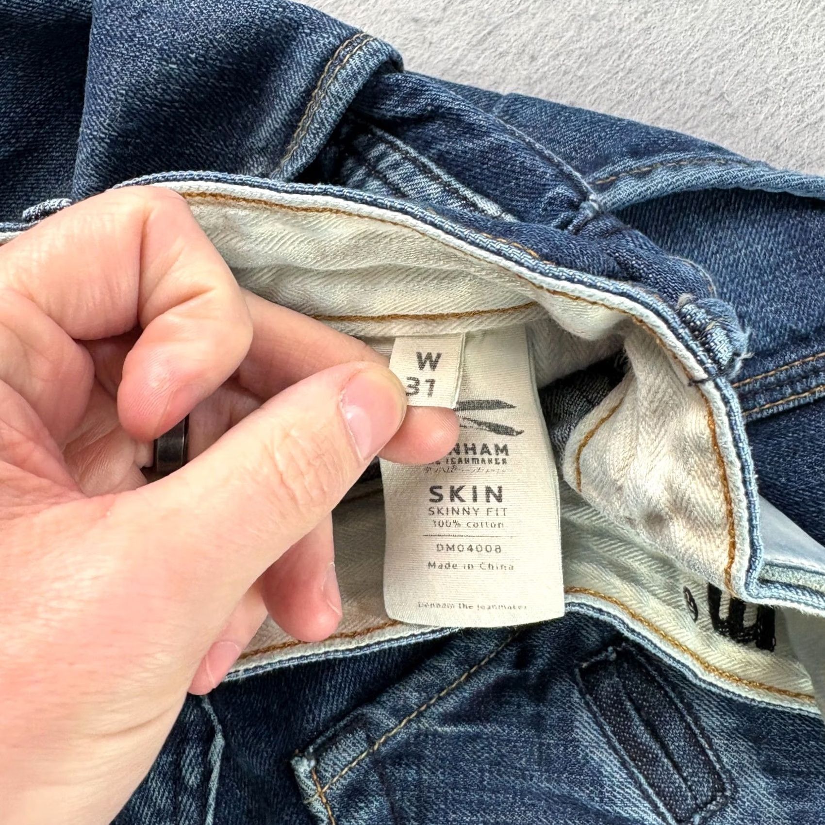 DENHAM Denham Jeans Mens 31x32 Blue Slim Fit Button Fly Denim Inseam 26in 31x26 Size 31 Regular Cotton Cotton Denham Jeans Slim Blue Mens 90s Style Size US 31 - 5 Thumbnail