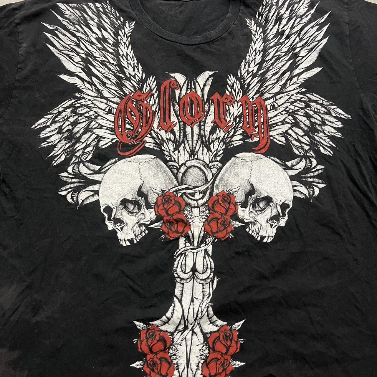 Japanese Brand × Vintage Vintage Y2K Affliction Style Skull Rose and Wings Glory Tee! Size US L / EU 52-54 / 3 - 2 Thumbnail