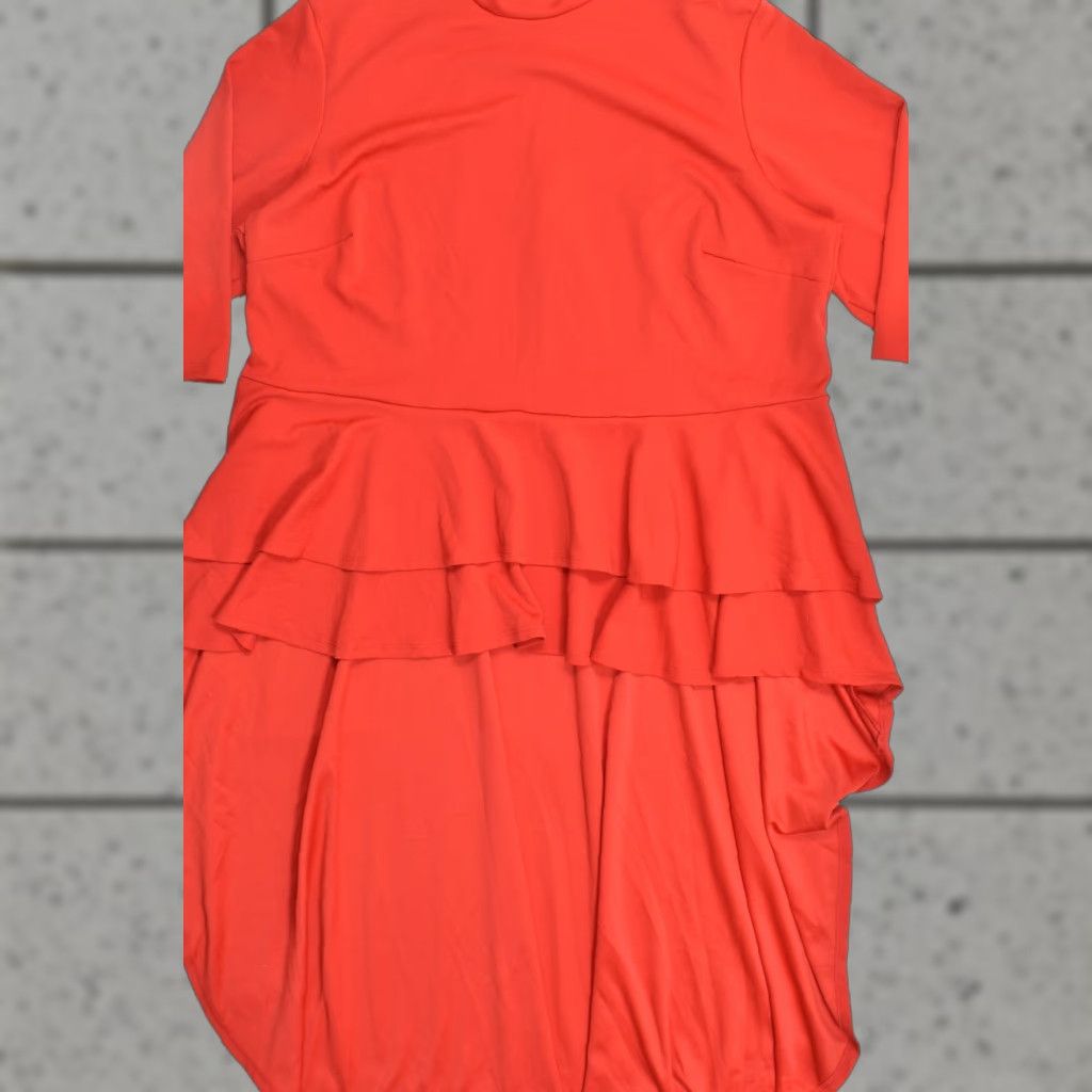 Vintage Ashley Stewart Women Dress Racing Red Double Tiered Skirt New With Tags 30/32 Knee Length Plus Size Shift Casual White, Red, Black? Size 30" / US 8 / IT 44 - 1 Thumbnail