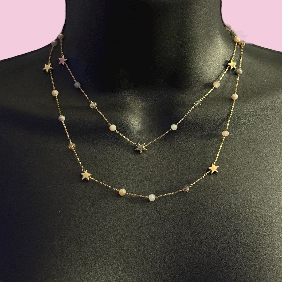 Other Long gold tone station crystals and stars necklace Size ONE SIZE - 1 Thumbnail