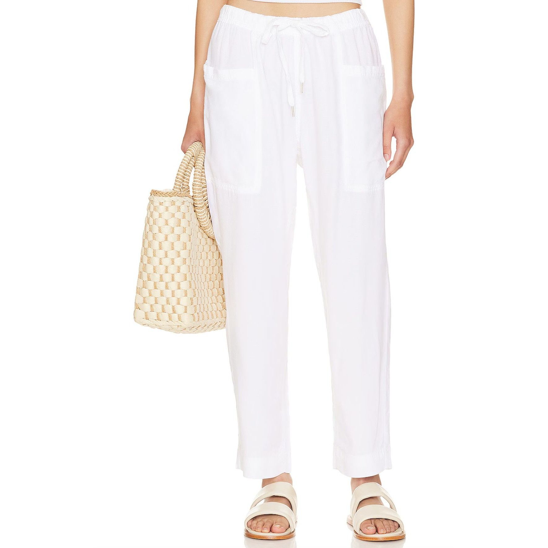 Splendid Splendid Gia White Drawstring Pants Size 27" / US 4 / IT 40 - 1 Thumbnail