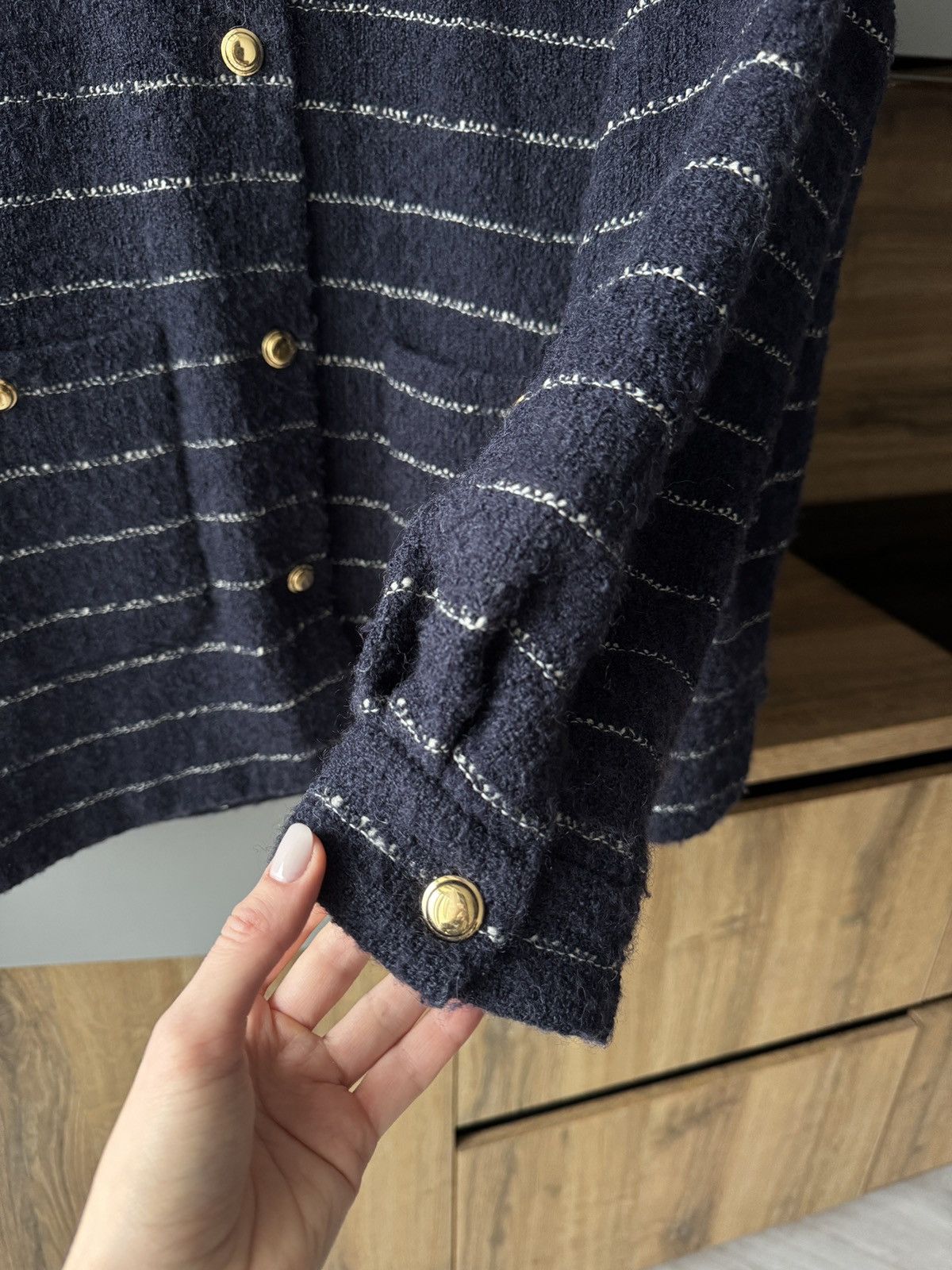 Miu Miu Miu Miu Striped Wool-Blend Bouclé Jacket in Blue Size XS / US 0-2 / IT 36-38 - 5 Thumbnail